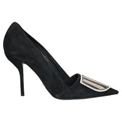Brown Celine Suede Buckle Pumps