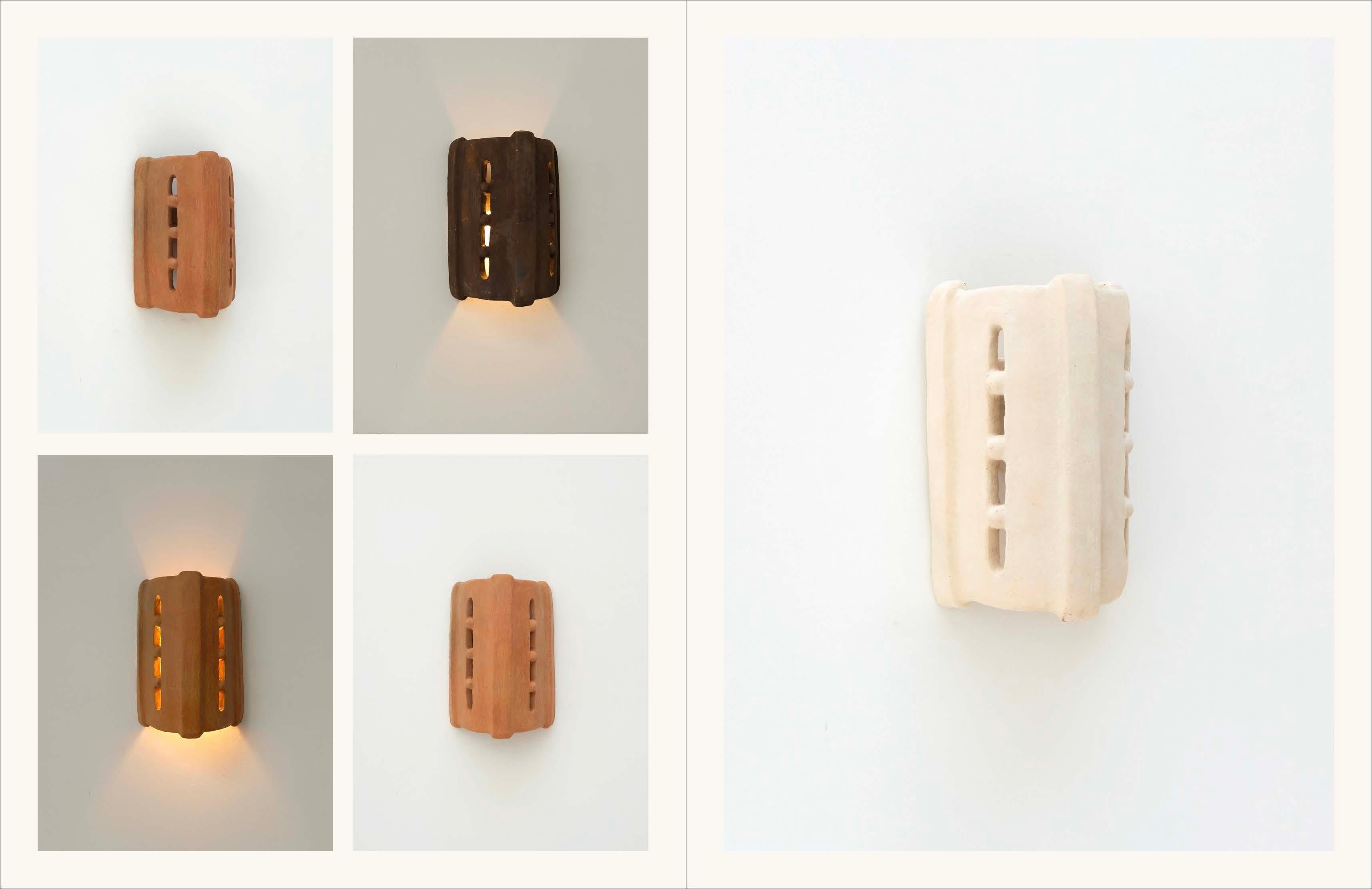 Brown Ceramic contemporary Wall Light Made of local clay handcrafted For Sale 6