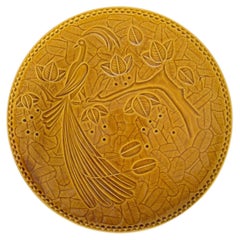 Brown Ceramic Dish with Bird Decoration, France, 1960s