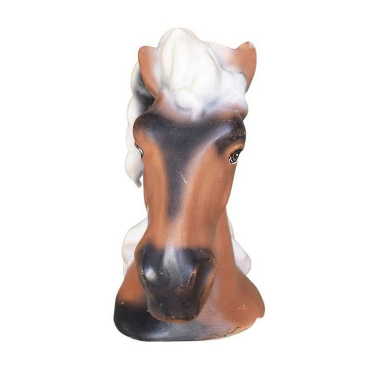 American Brown Ceramic Horse Head Bookend in Brown and Black For Sale