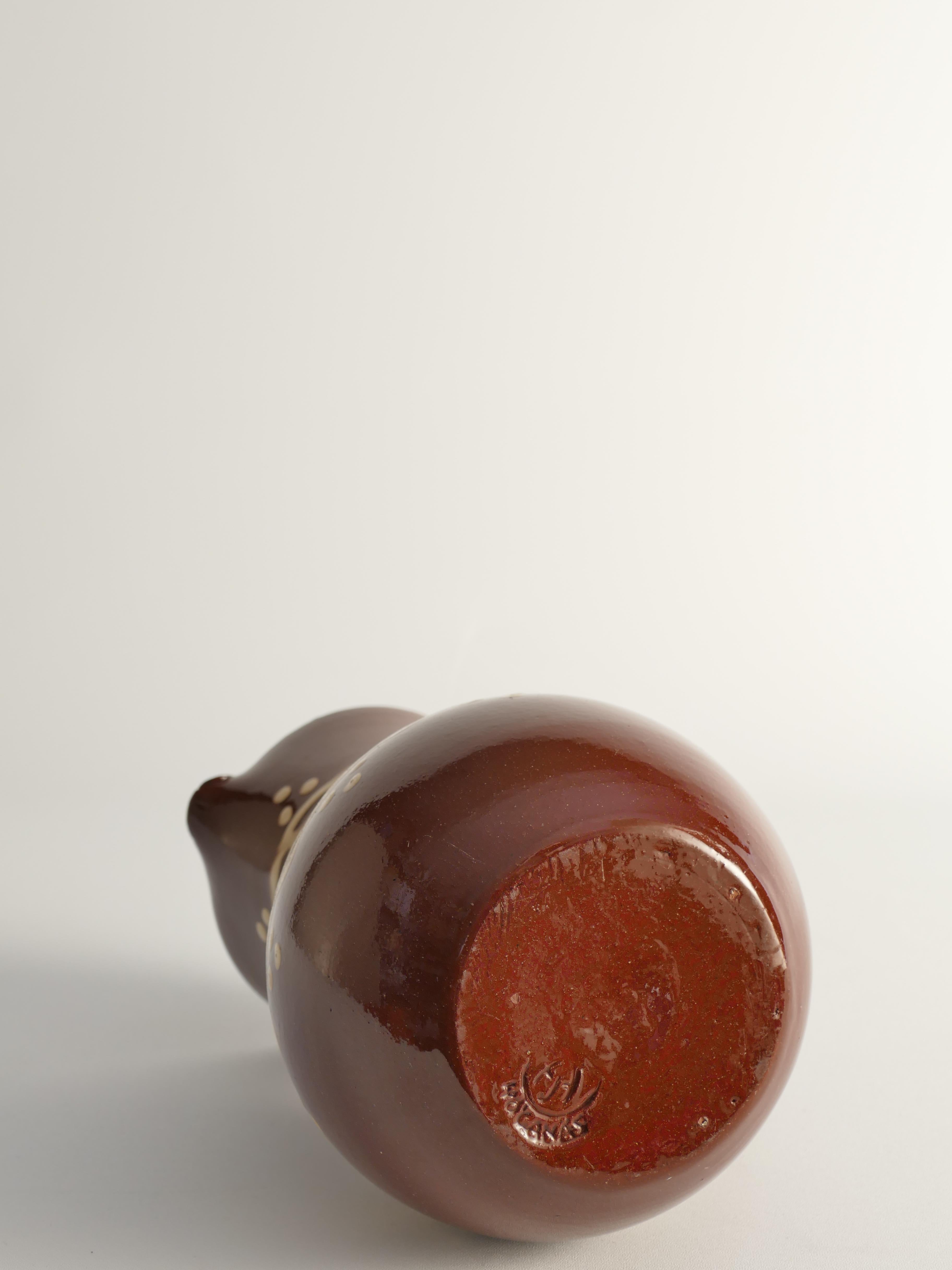 Brocca o vaso in ceramica marrone di Andersson & Johansson, Höganäs, Svezia, anni '20 in vendita 2