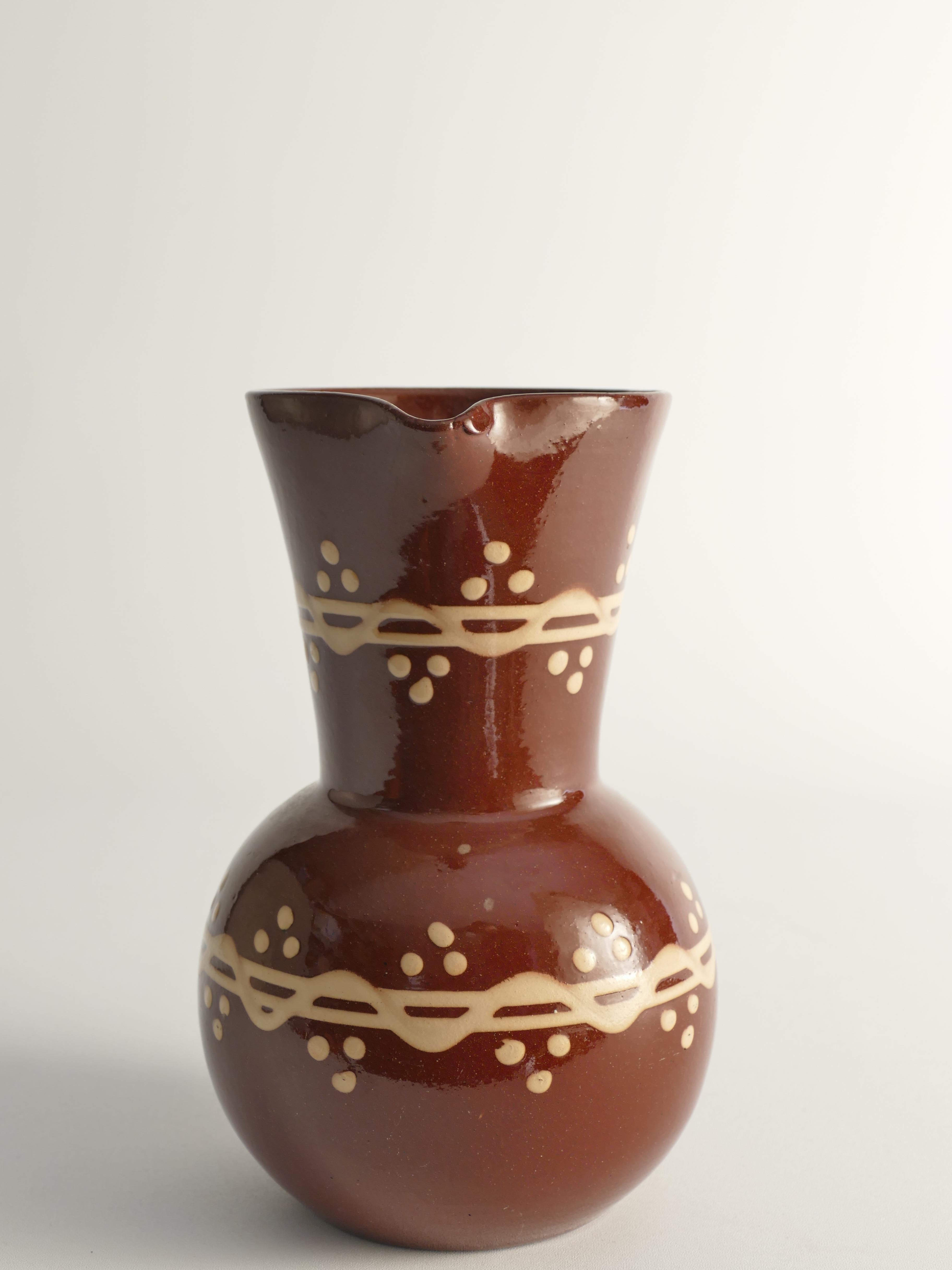 Brocca o vaso in ceramica marrone di Andersson & Johansson, Höganäs, Svezia, anni '20 in vendita 3