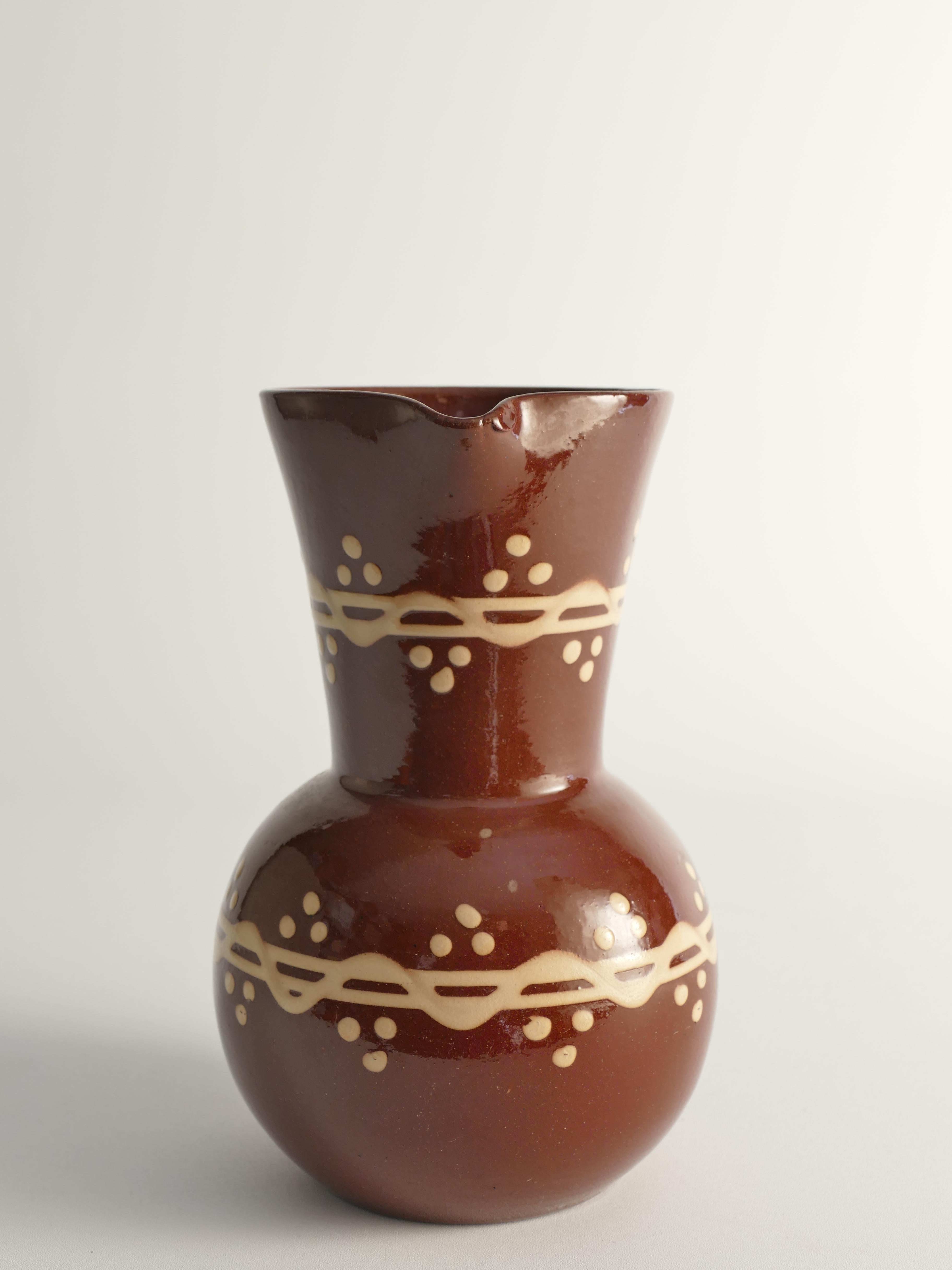 Svedese Brocca o vaso in ceramica marrone di Andersson & Johansson, Höganäs, Svezia, anni '20 in vendita