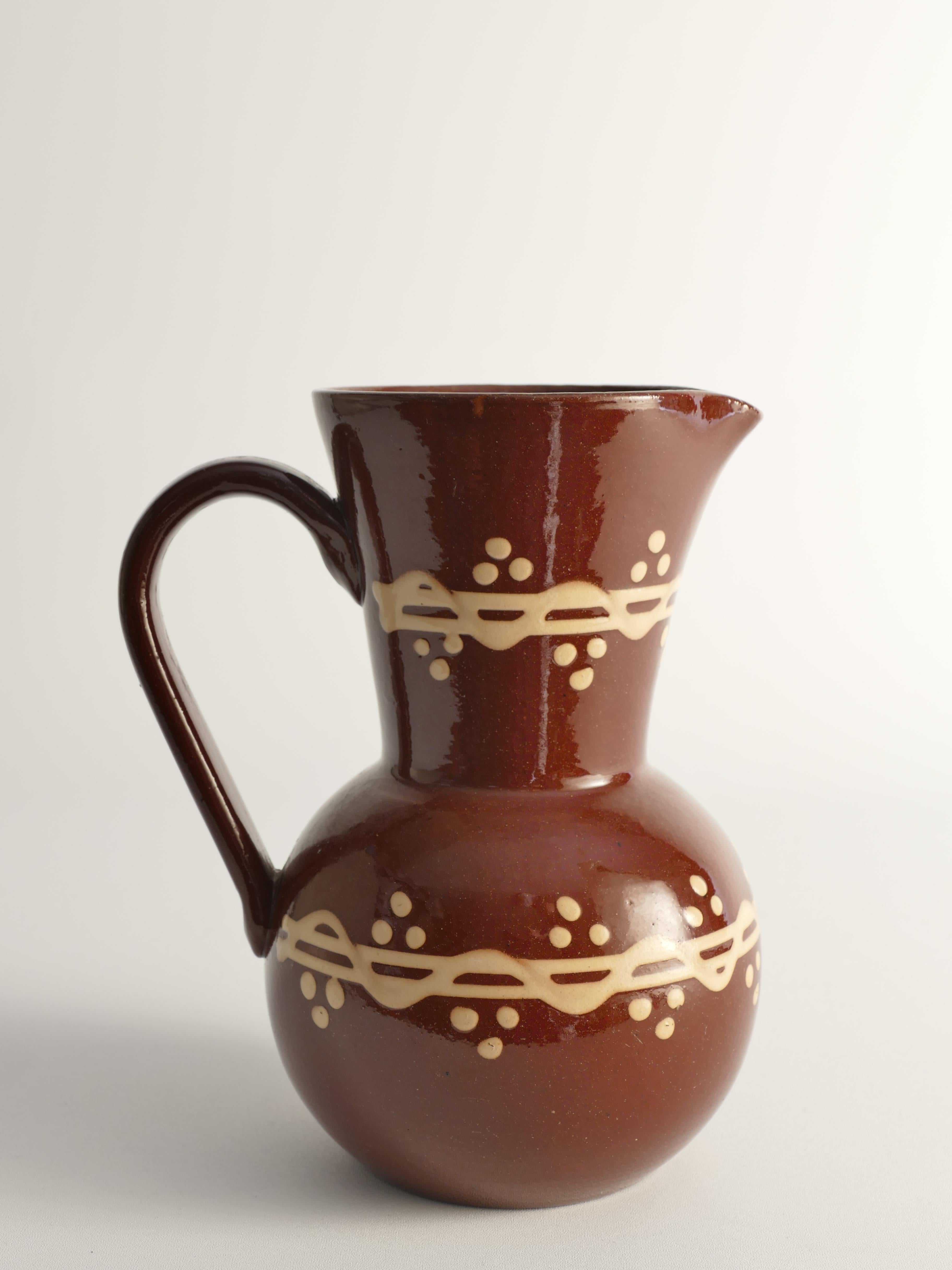 Fatto a mano Brocca o vaso in ceramica marrone di Andersson & Johansson, Höganäs, Svezia, anni '20 in vendita