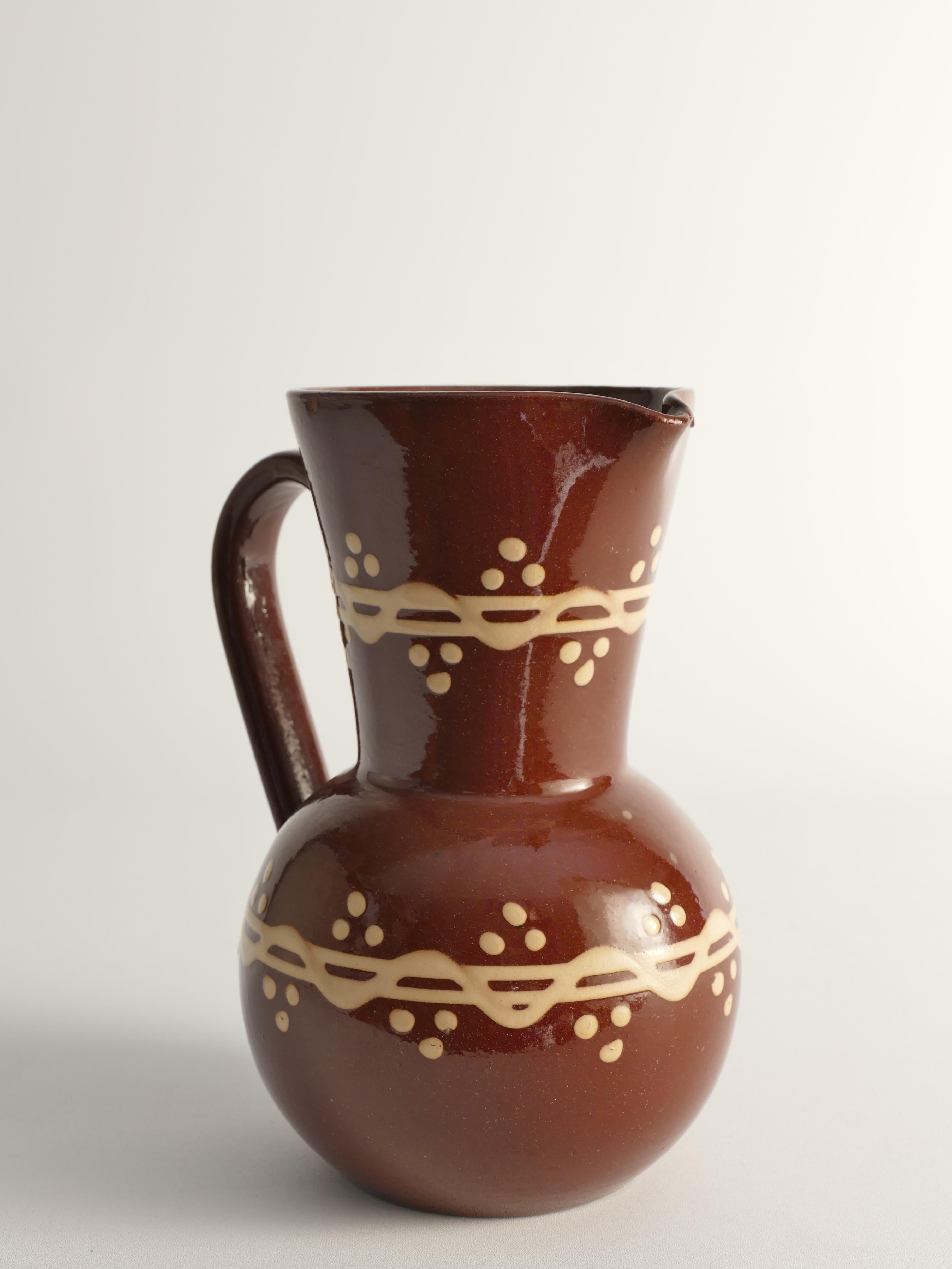 Brocca o vaso in ceramica marrone di Andersson & Johansson, Höganäs, Svezia, anni '20 In condizioni buone in vendita a Grythyttan, SE