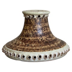 Brown Ceramic Pottery Lamp Shade Danish Mid-Century Modern