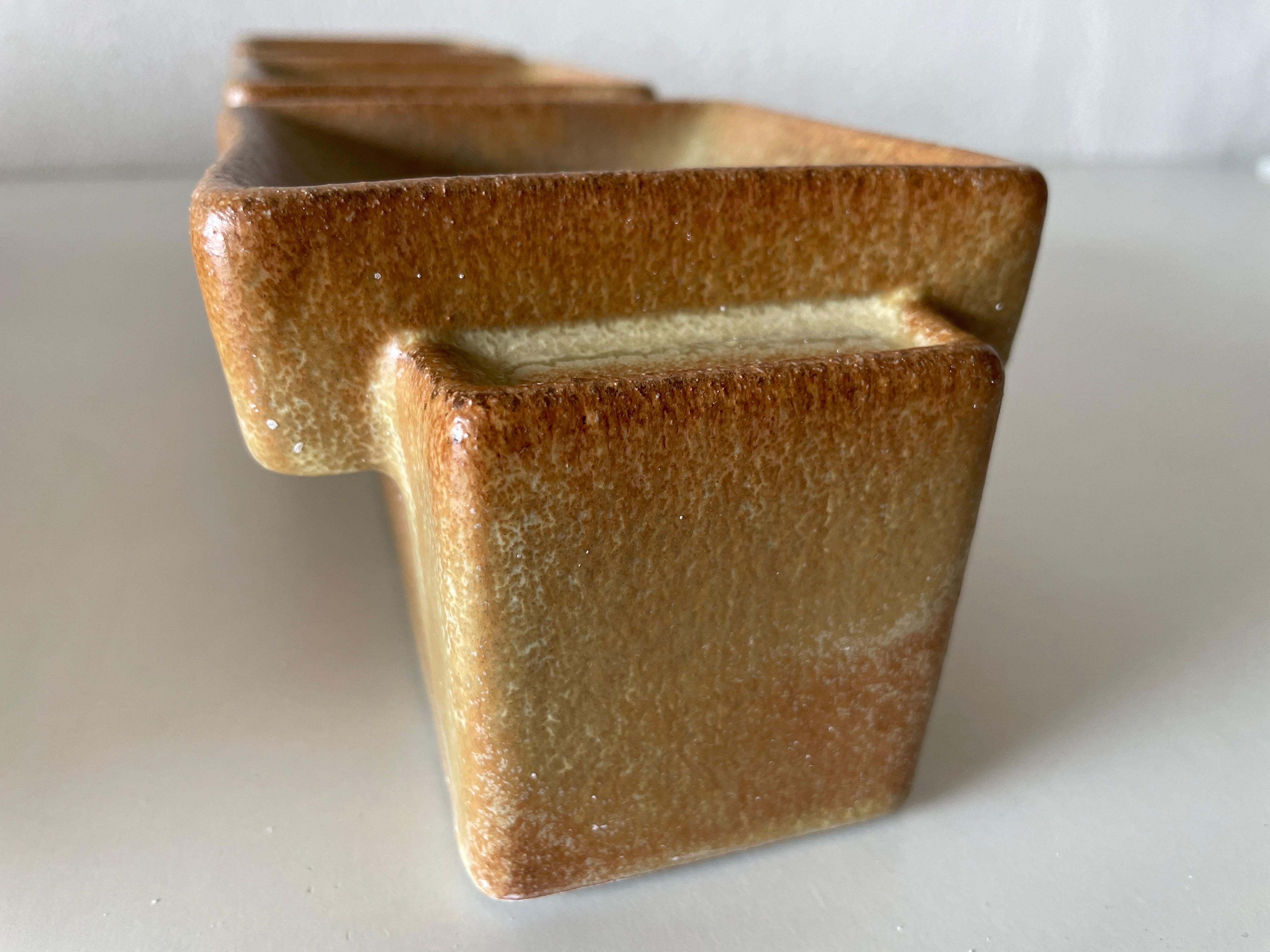 Brown Ceramic Set of 3 Sconces by Pan Leuchten, 1970s, Germany 2