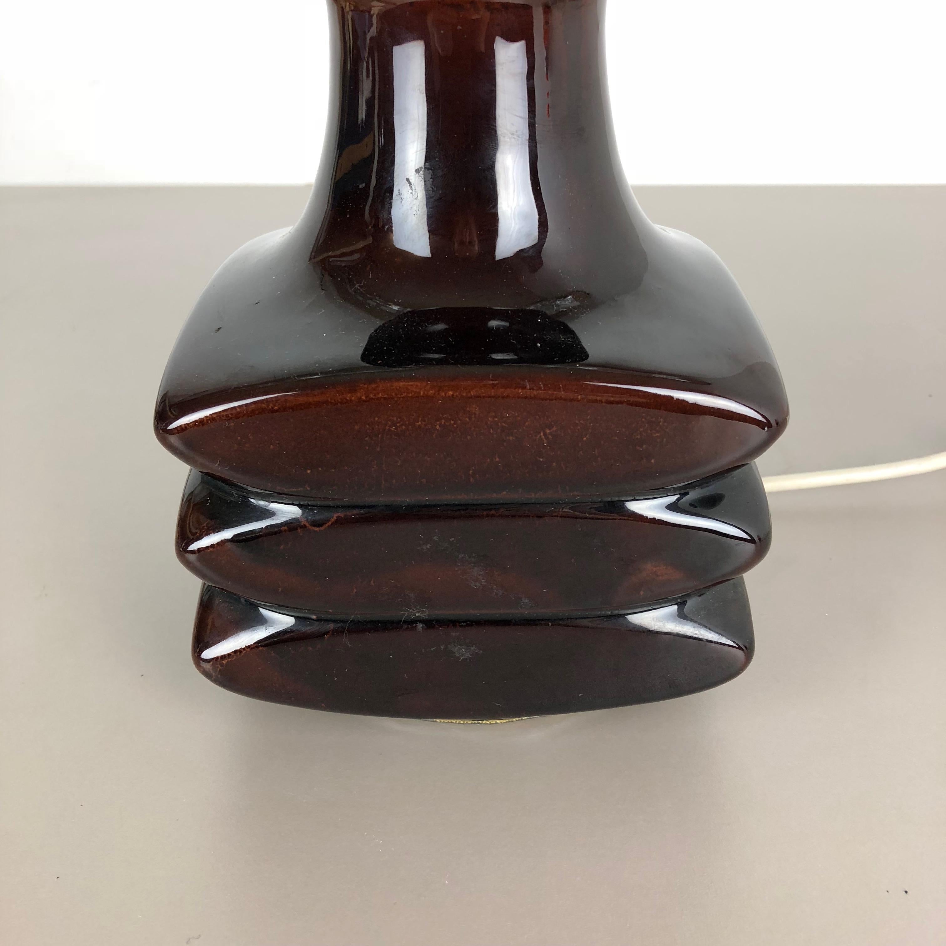Brown Ceramic Studio Pottery Table Light Cari Zalloni for Steuler Germany, 1970s In Good Condition For Sale In Kirchlengern, DE