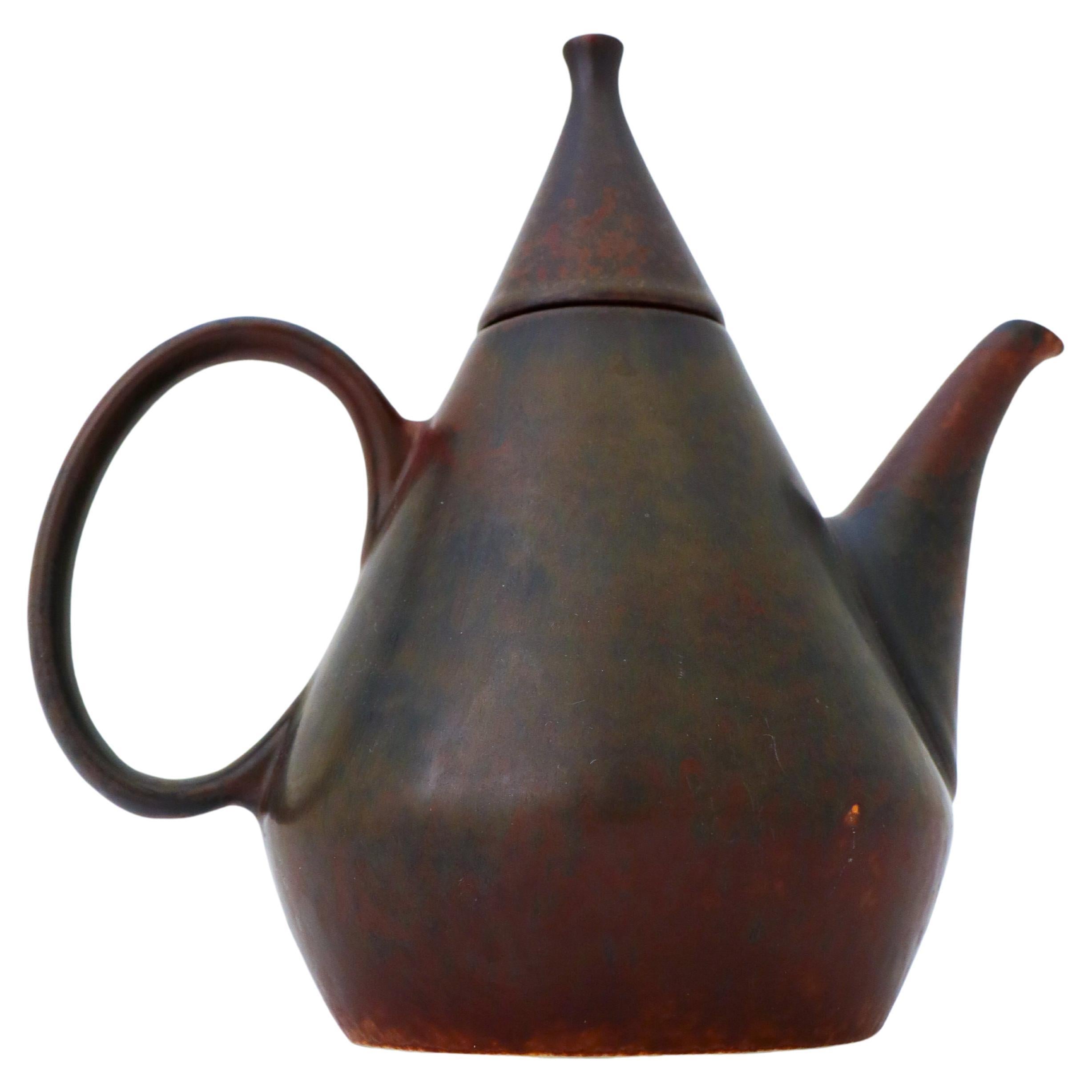 Brown Ceramic Teapot - Carl-Harry Stålhane - Rörstrand - Mid 20th Century