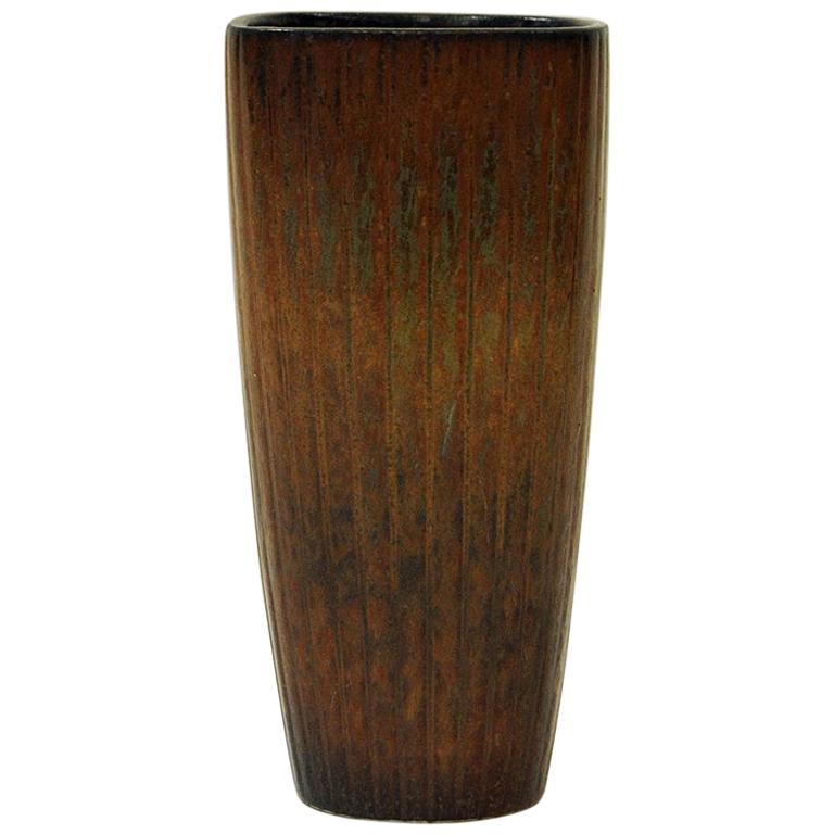 Brown Vintage Ceramic Vase 1950s By Gunnar Nylund, Rörstrand, Sweden