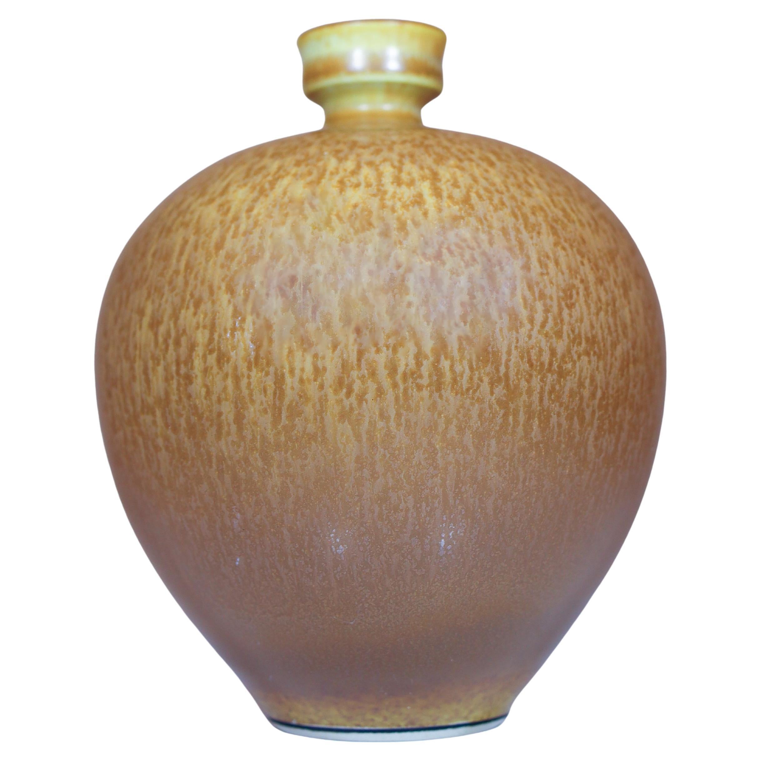 Vase en céramique brune, Berndt Friberg, Gustavsberg - Milieu du XXe siècle en vente