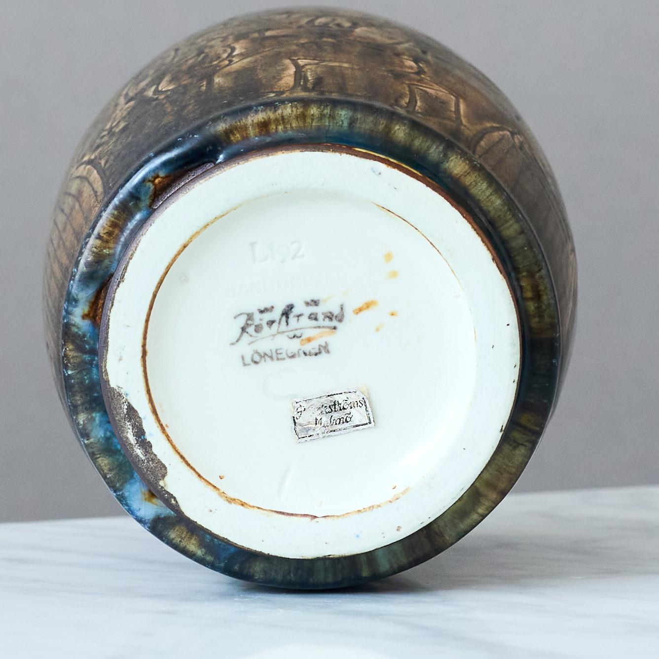 Braune Keramikvase von Gertrud Lönegren, Rörstrand, Schweden, 1930er Jahre. im Angebot 1