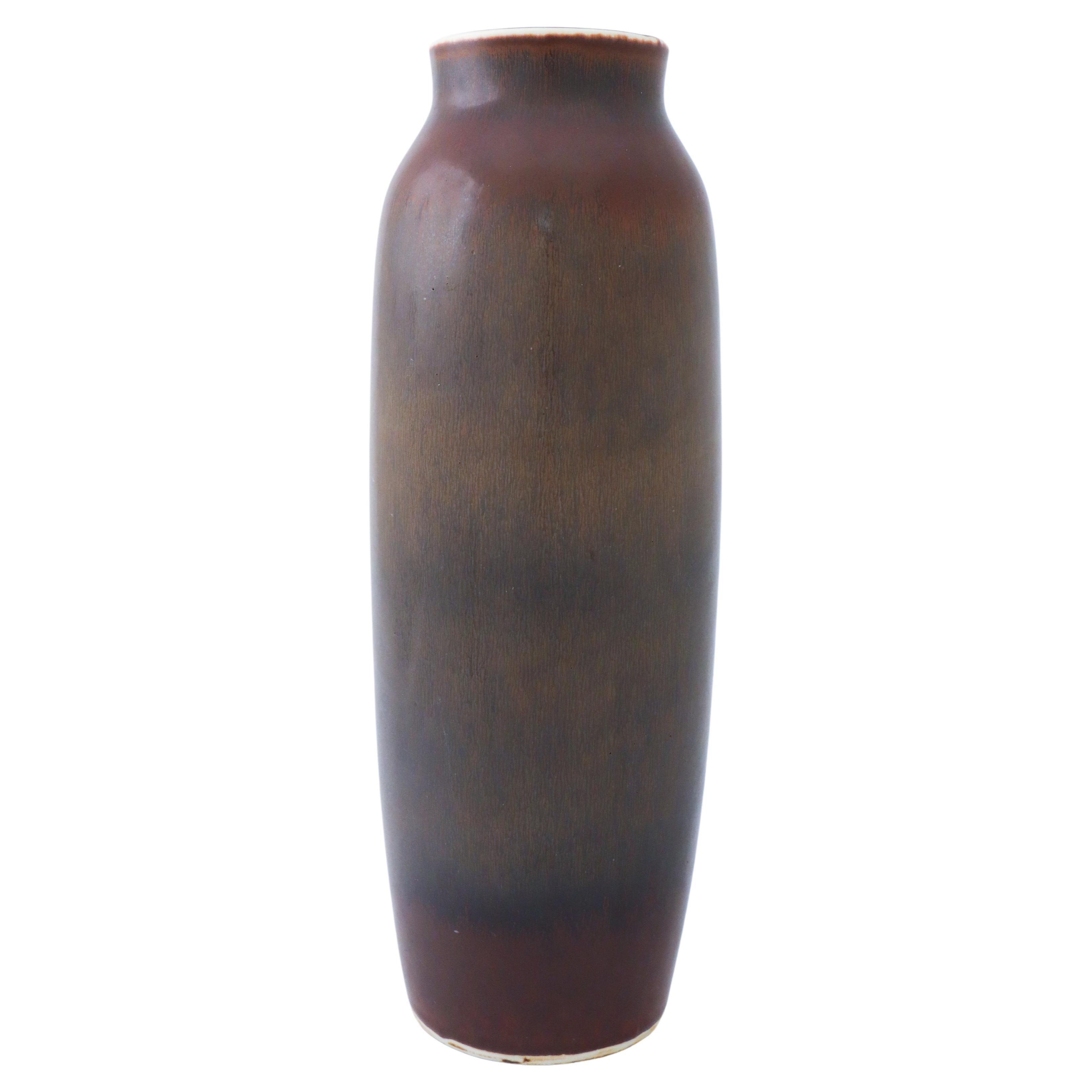 Brown Ceramic Vase, Carl-Harry Stålhane, Rörstrand, 1950s