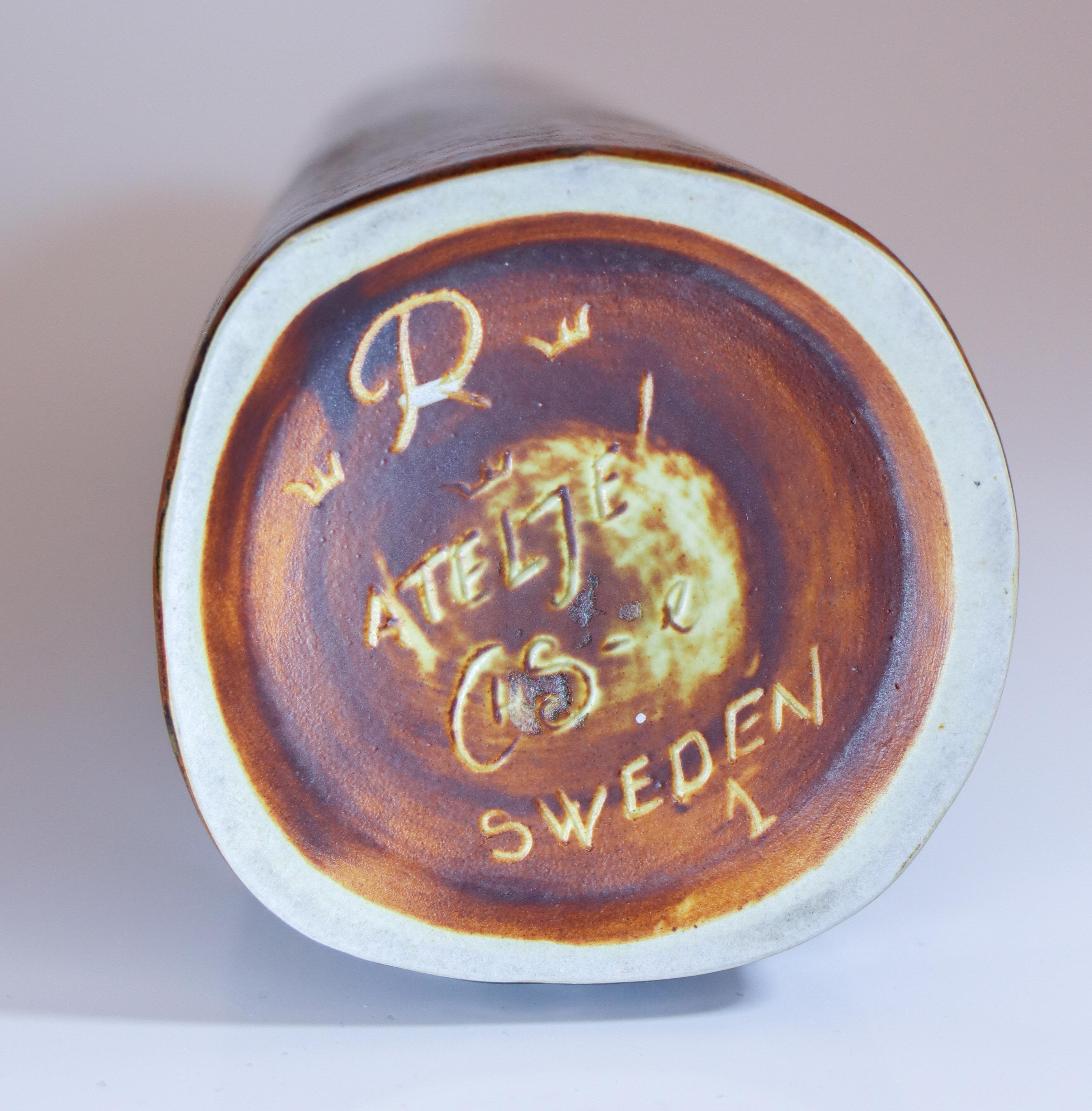 Vase en céramique brune - Carl-Harry Stålhane - Rörstrand - Milieu du XXe siècle en vente 3