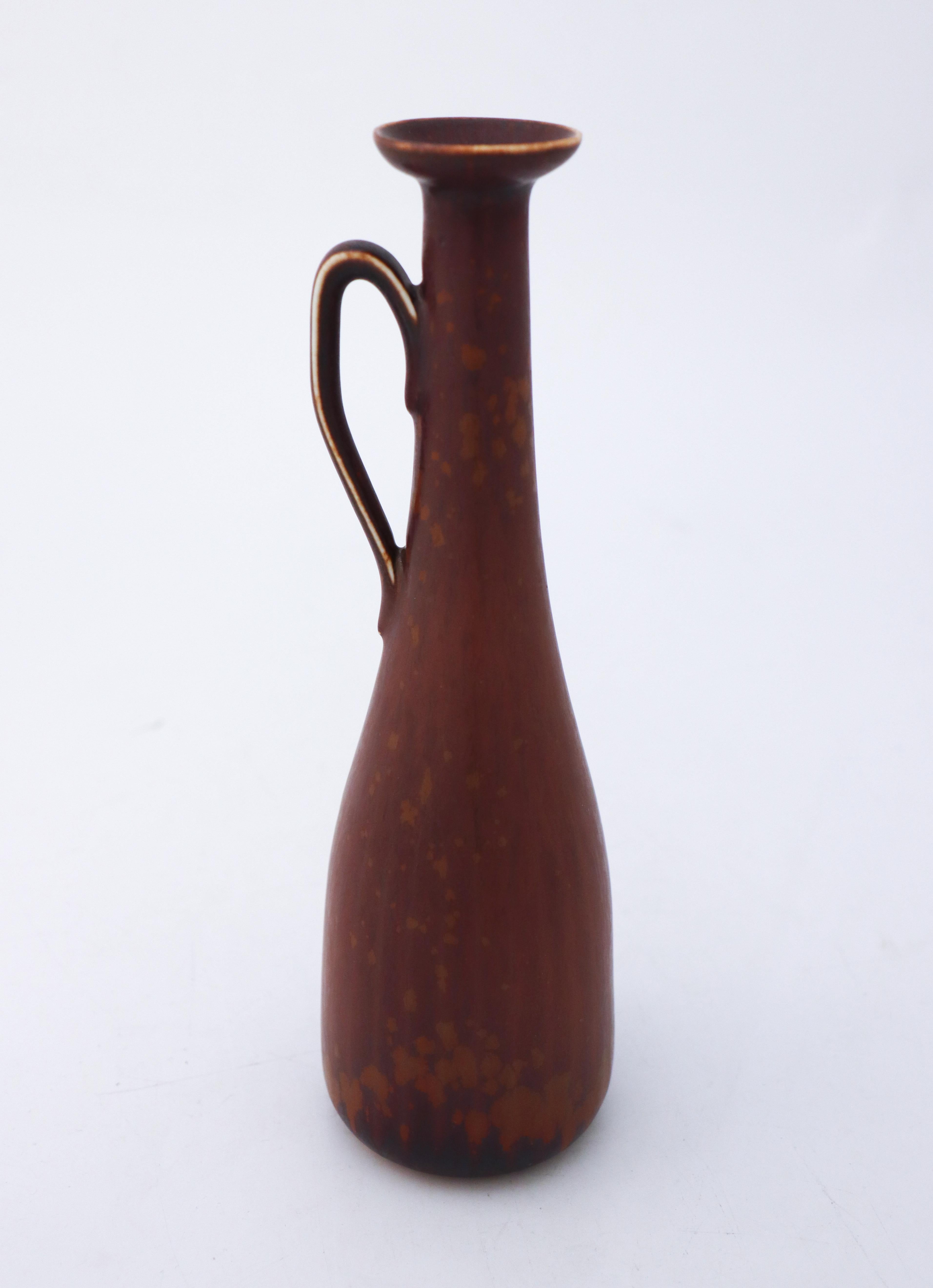 Scandinavian Modern Brown Ceramic Vase, Gunnar Nylund, Rörstrand, Scandinavian Midcentury Vintage For Sale