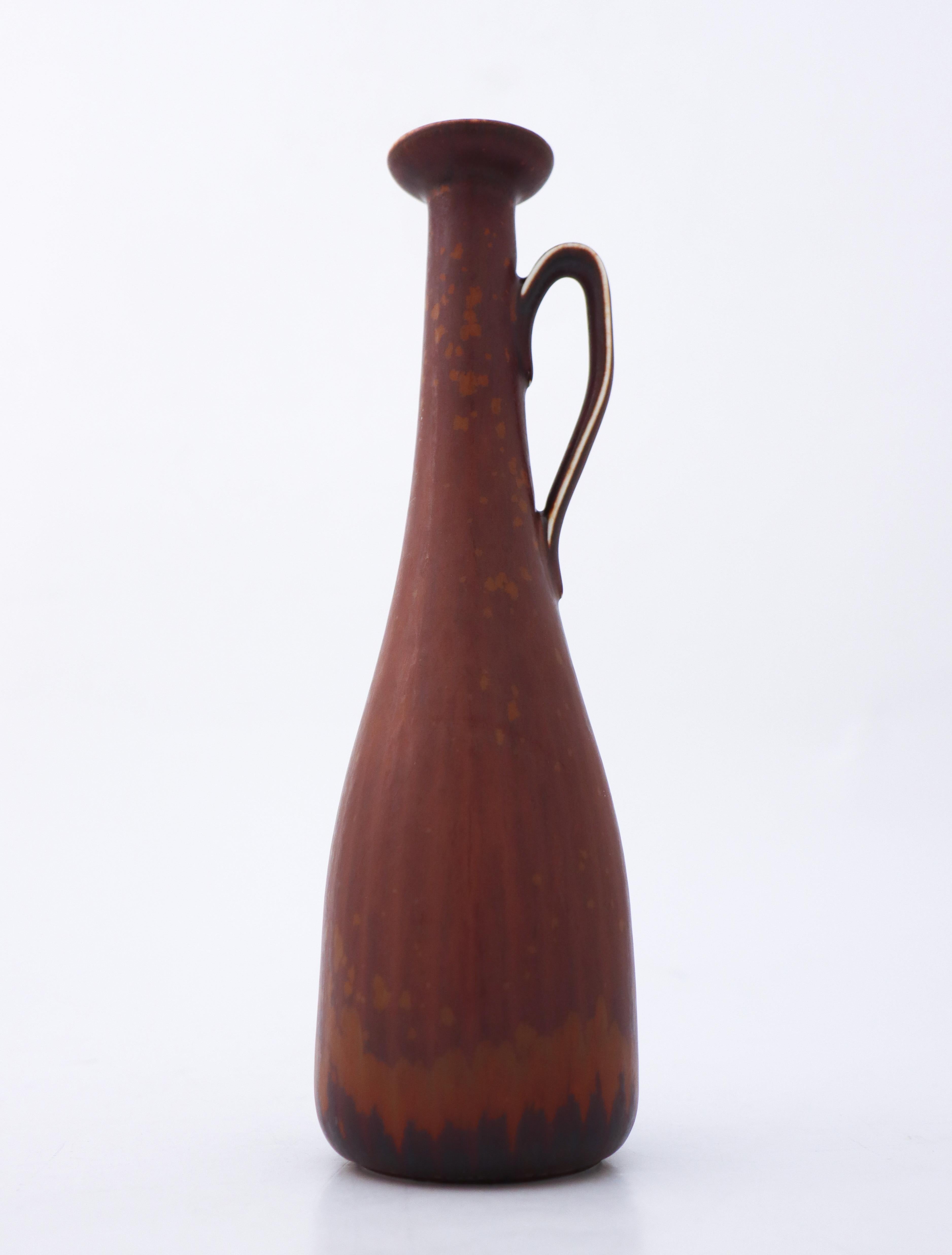 Suédois Vase en céramique marron, Gunnar Nylund, Rörstrand, Scandinavian Midcentury Vintage en vente