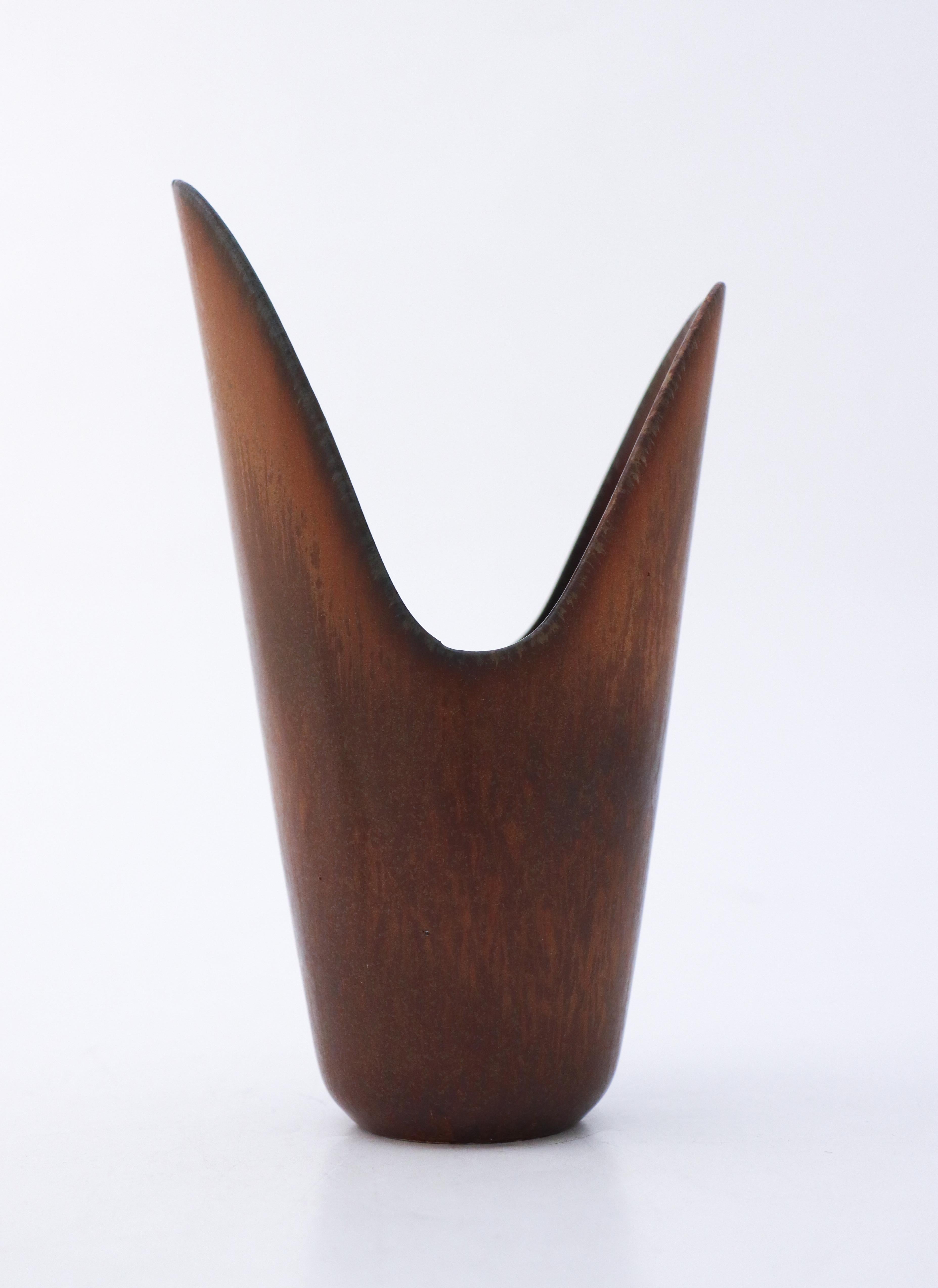 Swedish Brown Ceramic Vase, Gunnar Nylund, Rörstrand, Scandinavian Midcentury Vintage