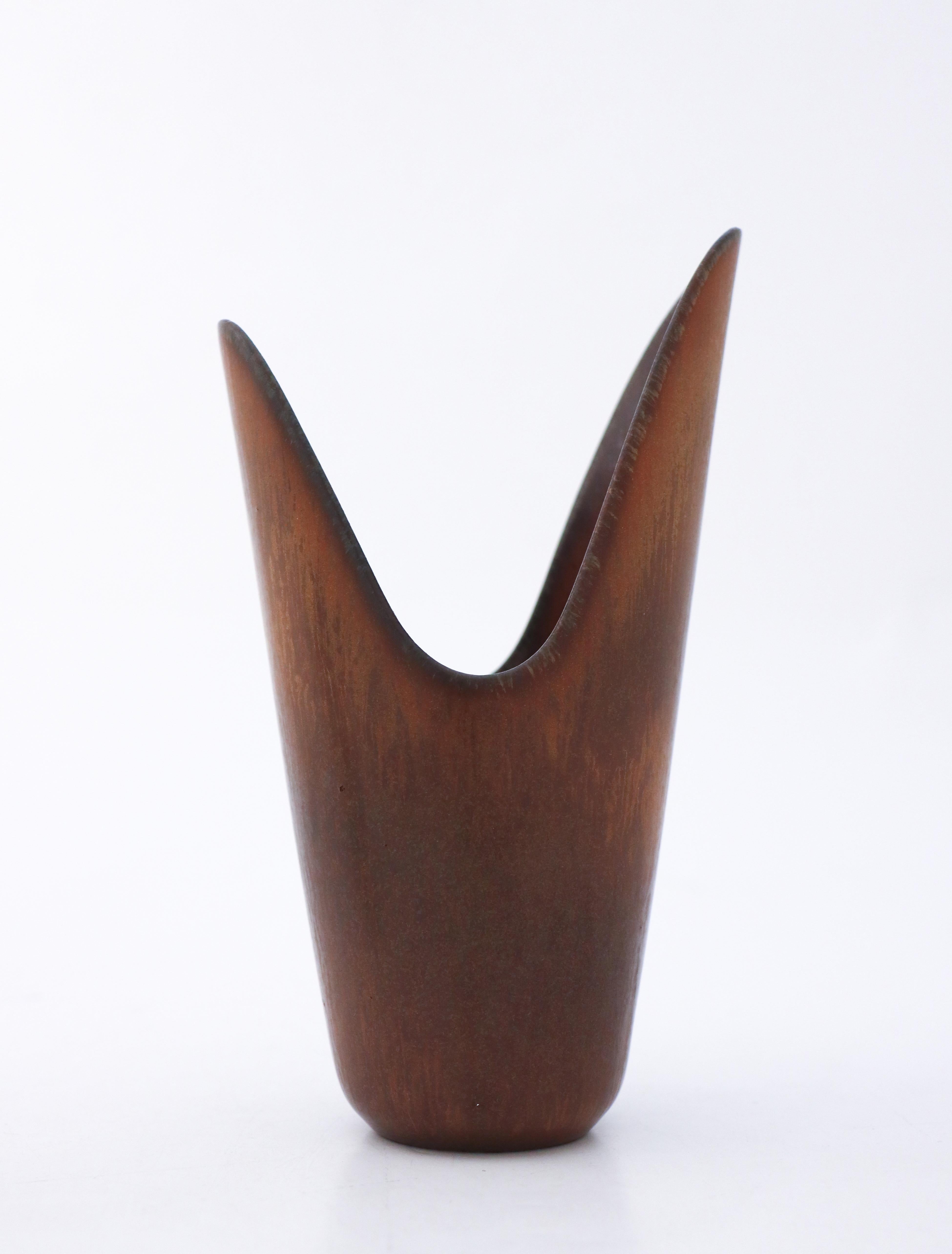 20th Century Brown Ceramic Vase, Gunnar Nylund, Rörstrand, Scandinavian Midcentury Vintage