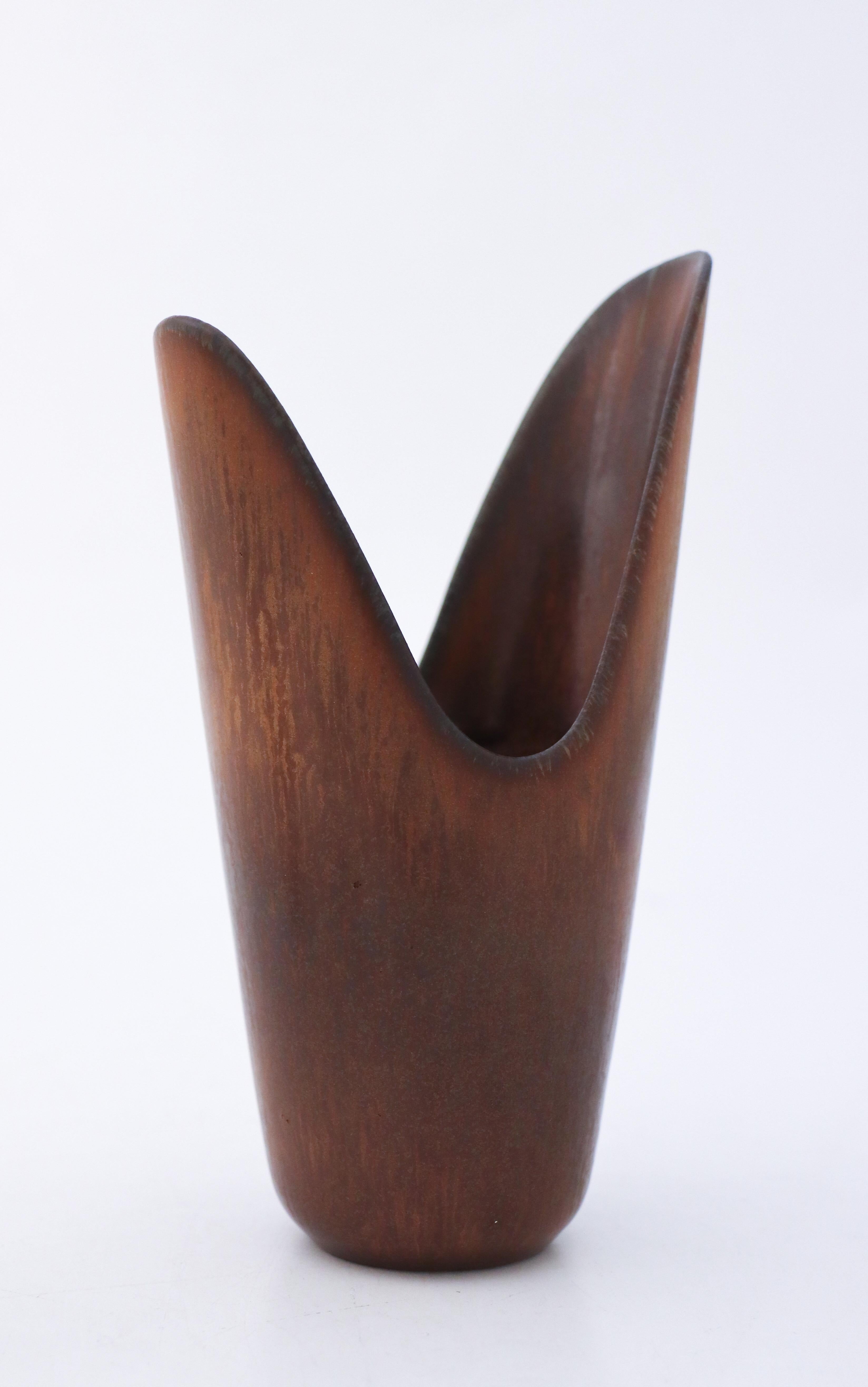 Brown Ceramic Vase, Gunnar Nylund, Rörstrand, Scandinavian Midcentury Vintage 1