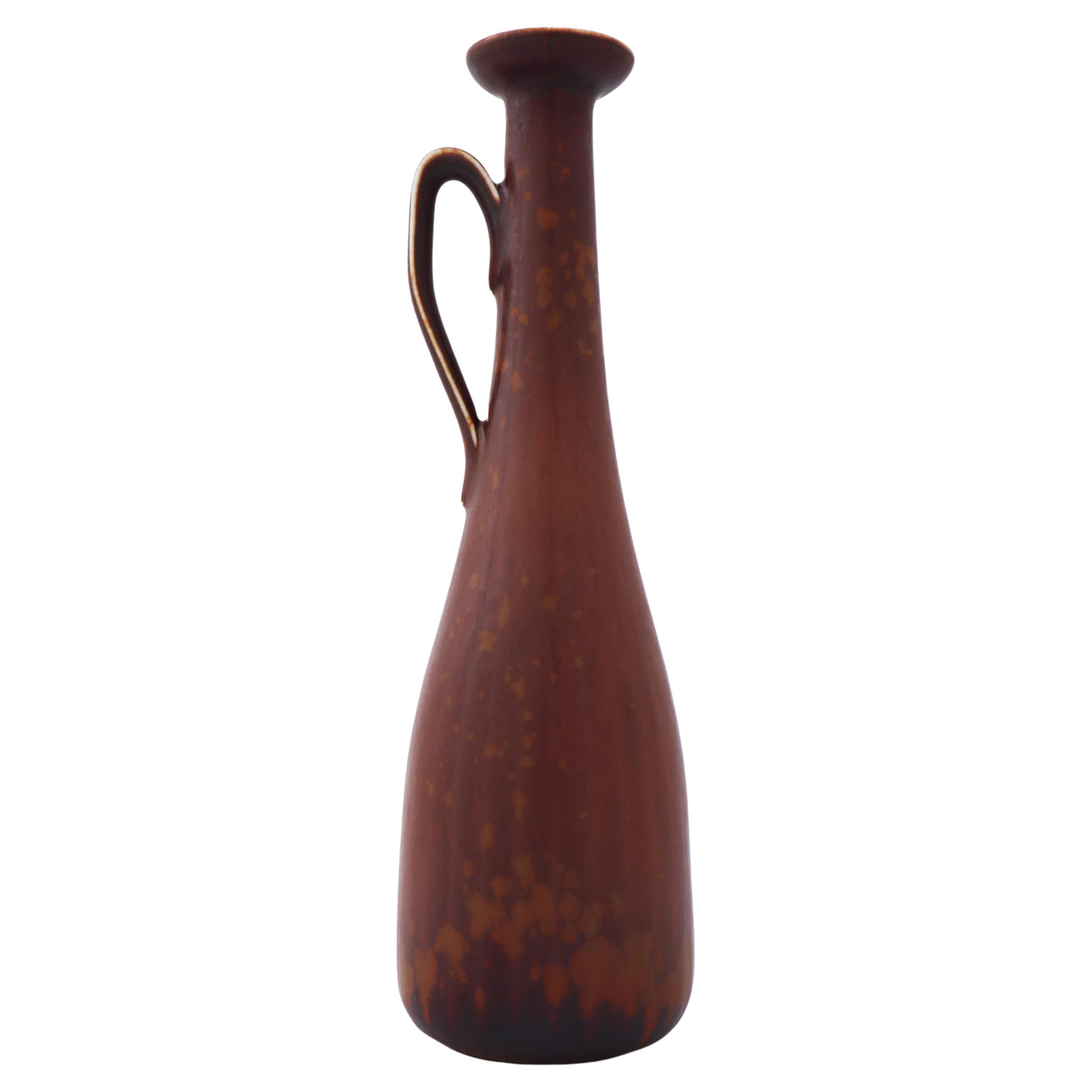 Vaso in ceramica marrone, Gunnar Nylund, Rörstrand, Scandinavo del Medio Evo