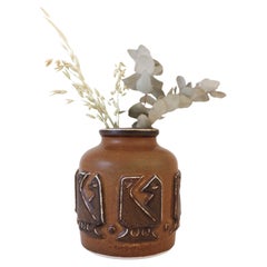 Vaso in ceramica marrone - Uccelli in rilievo - Royal Copenhagen, Danimarca 1961 - 21483