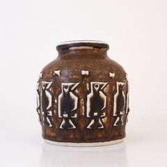 Vaso in ceramica marrone - Uccelli in rilievo - Royal Copenhagen, Danimarca 1961 - 21485