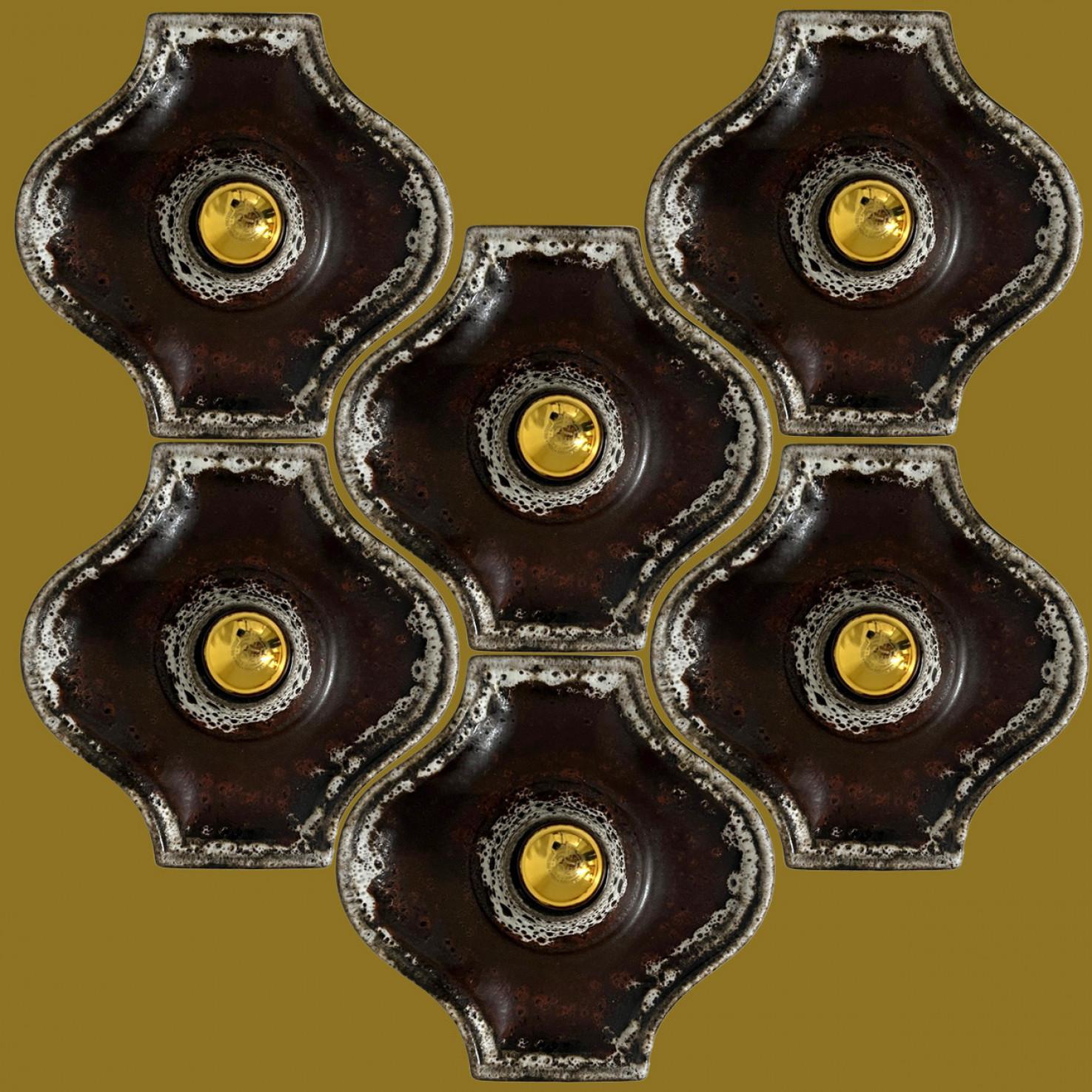 Applique in ceramica marrone di Hustadt Keramik, Germania, 1970 in vendita 5
