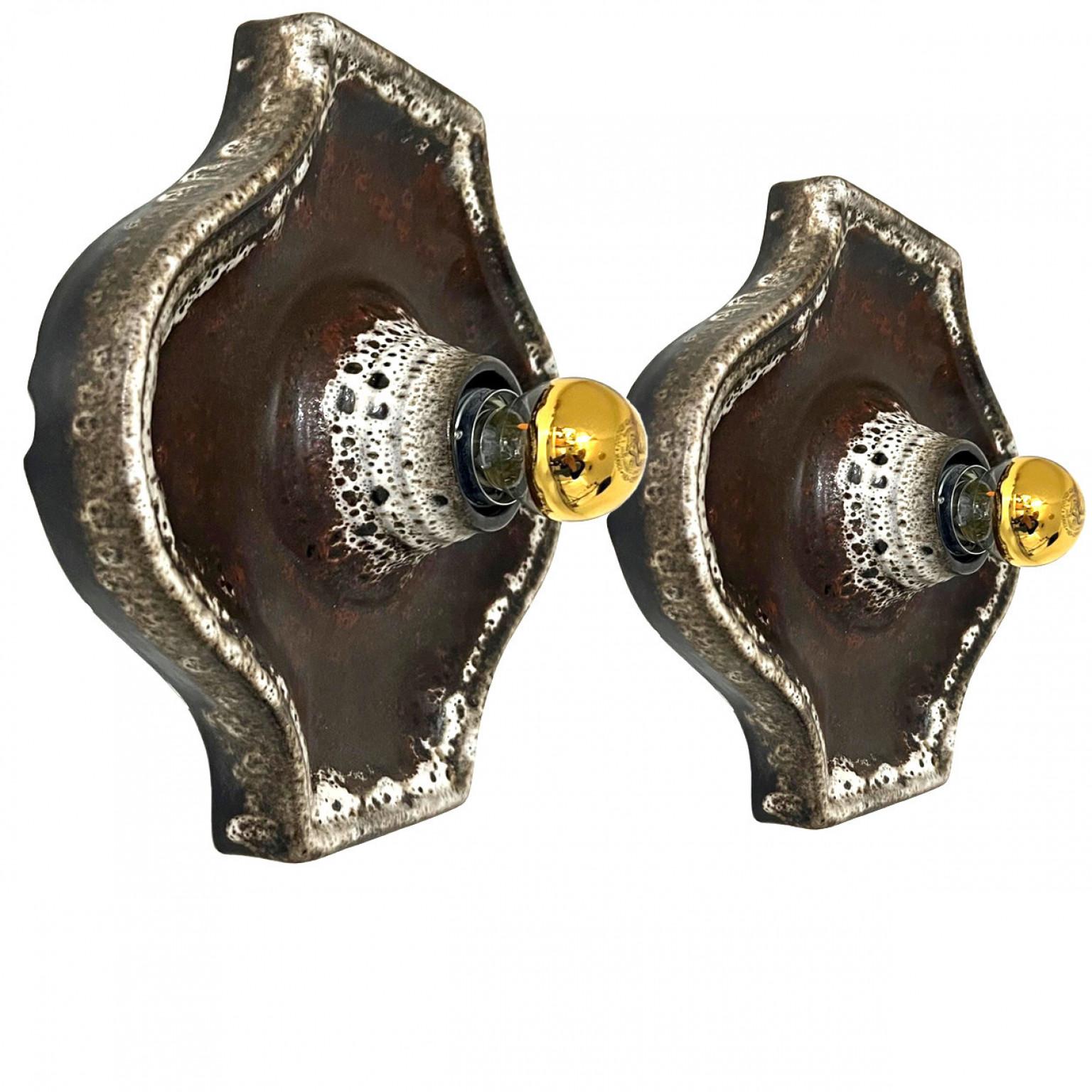 Tedesco Applique in ceramica marrone di Hustadt Keramik, Germania, 1970 in vendita