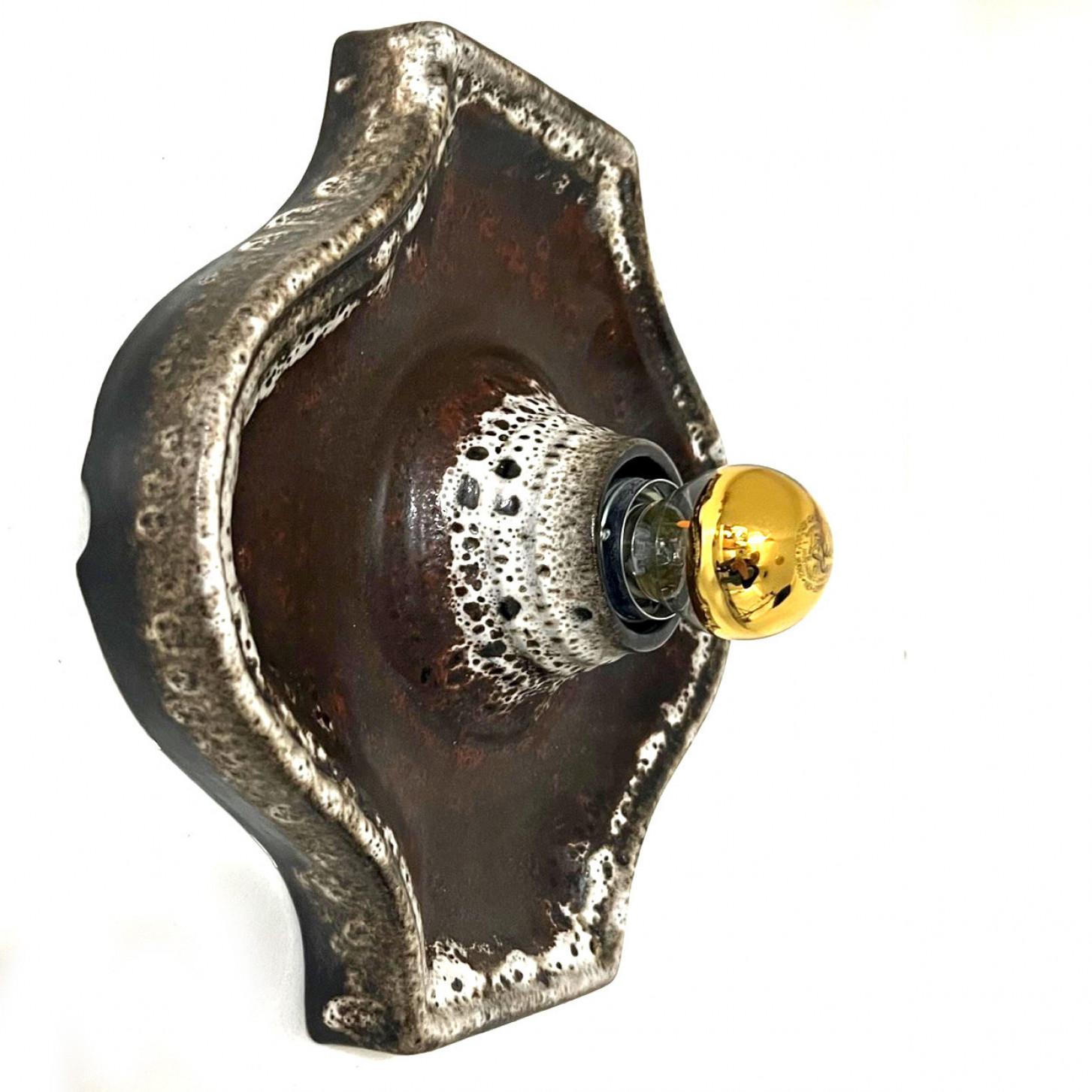 Smaltato Applique in ceramica marrone di Hustadt Keramik, Germania, 1970 in vendita