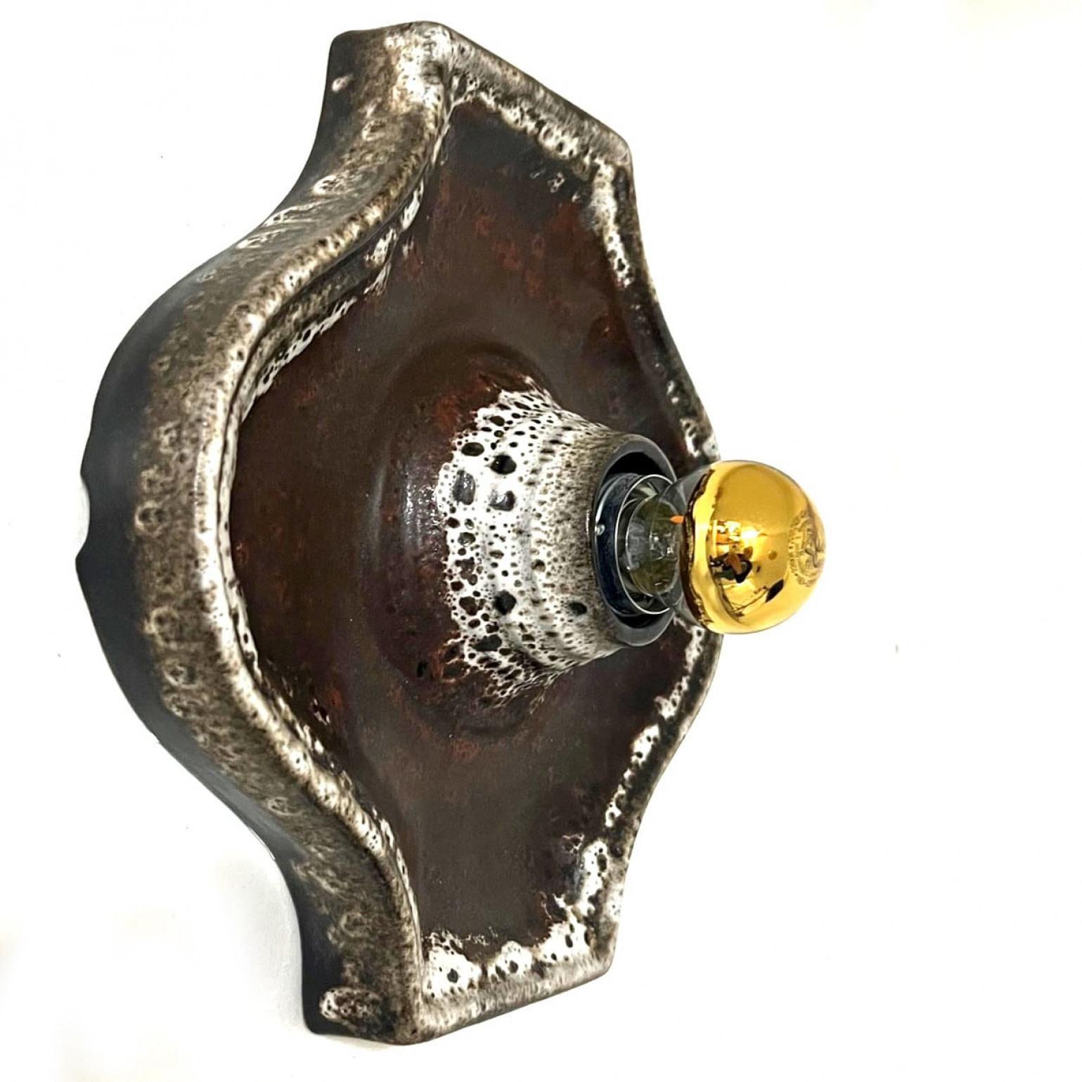 Smaltato Applique in ceramica marrone di Hustadt Keramik, Germania, 1970 in vendita