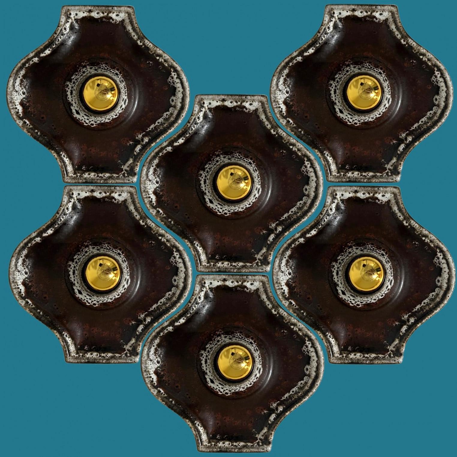 Applique in ceramica marrone di Hustadt Keramik, Germania, 1970 In condizioni buone in vendita a Rijssen, NL