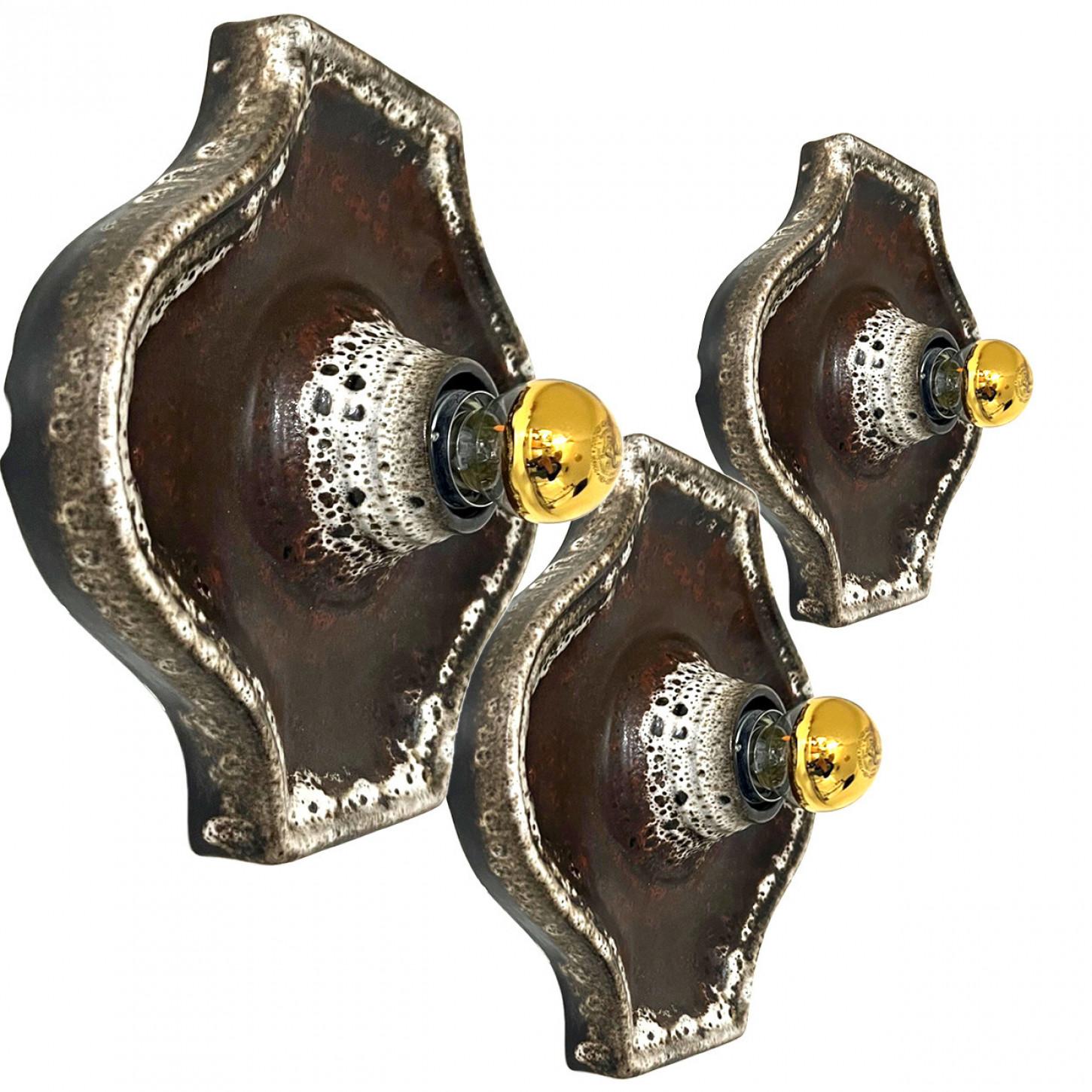 Ceramica Applique in ceramica marrone di Hustadt Keramik, Germania, 1970 in vendita