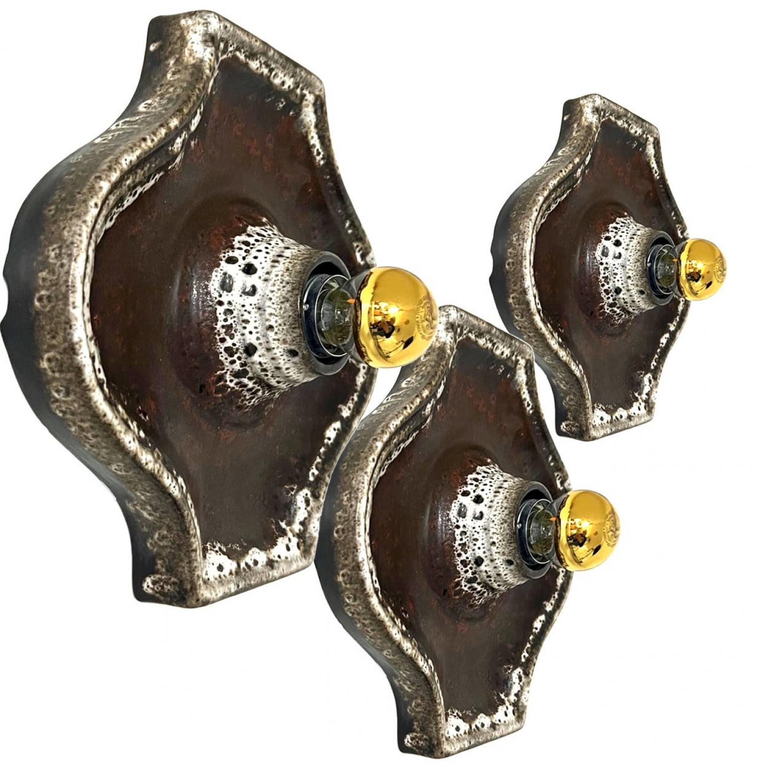Ceramica Applique in ceramica marrone di Hustadt Keramik, Germania, 1970 in vendita