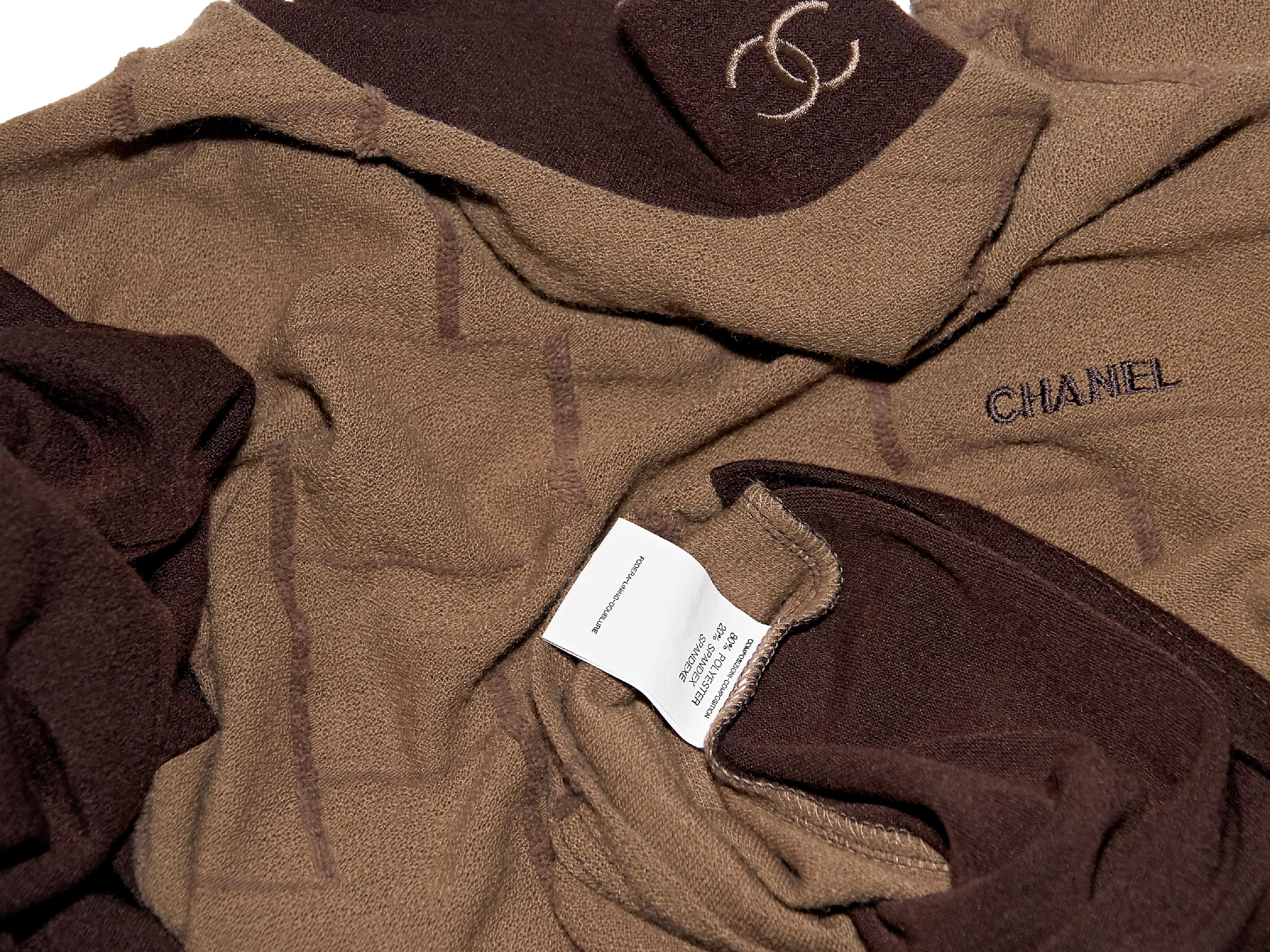 Women's Brown Chanel Mockneck Stretch-Knit Top