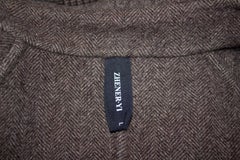 Brown Check Wool Coat by Zhenery