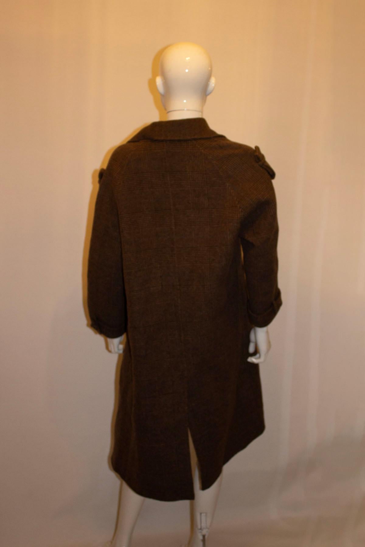 Brown Check Wool Coat by Zhenery For Sale 1
