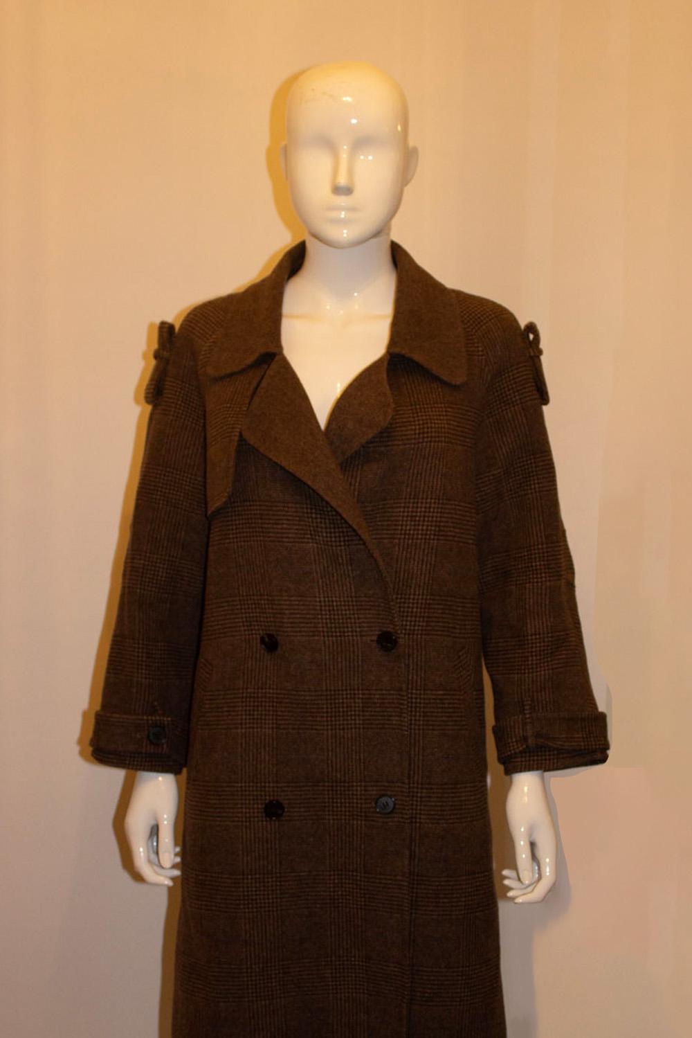 Brown Check Wool Coat by Zhenery For Sale 2