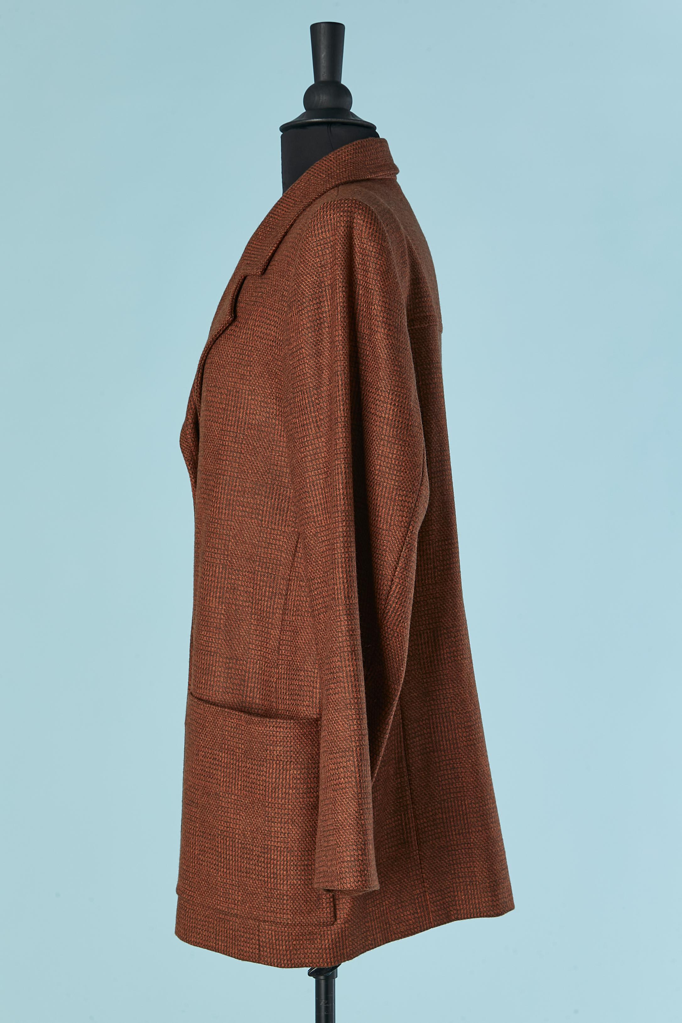Donna Giacca monopetto in lana a quadri marrone  Yves Saint Laurent Rive Gauche in vendita