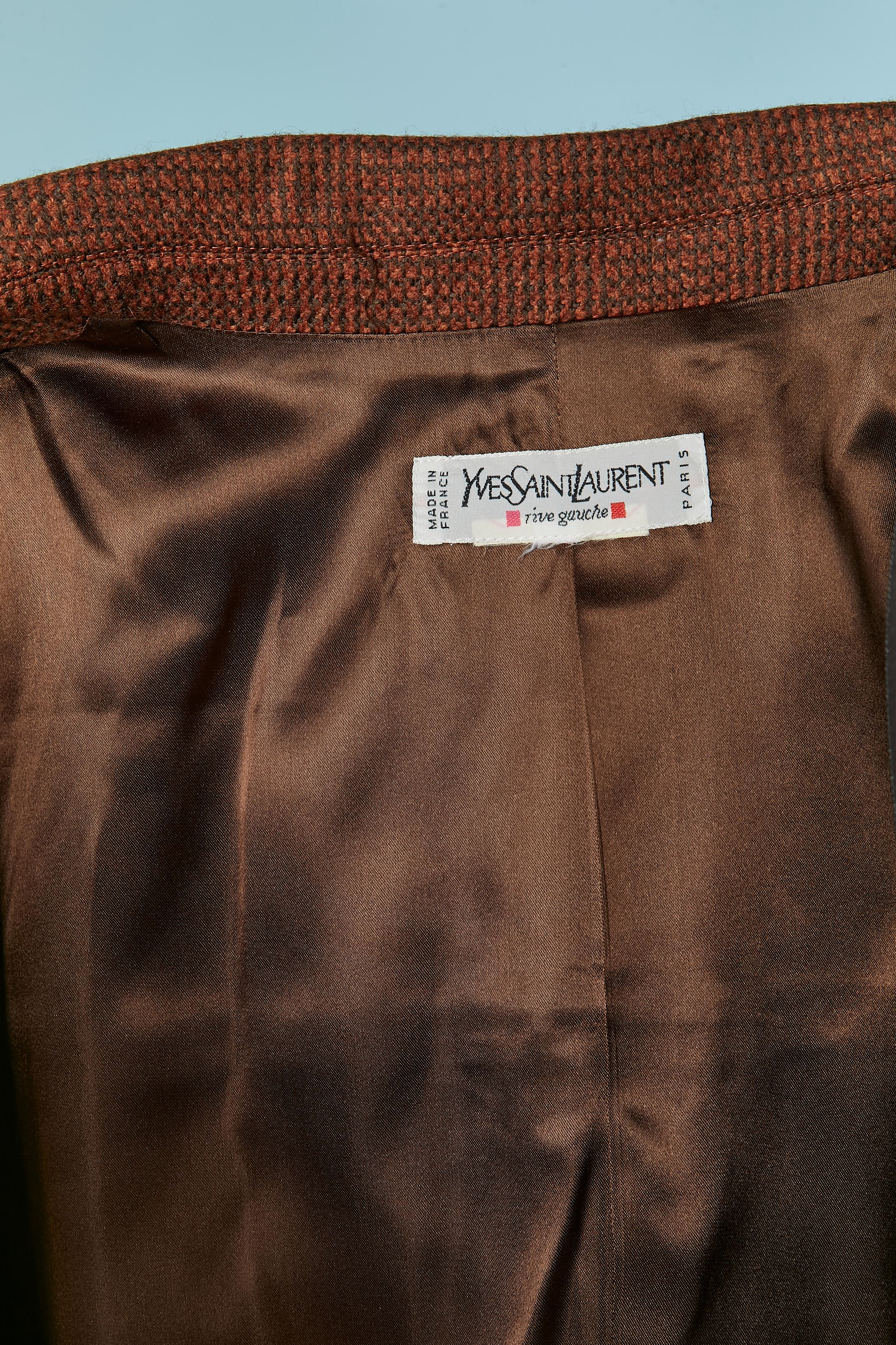 Giacca monopetto in lana a quadri marrone  Yves Saint Laurent Rive Gauche in vendita 2