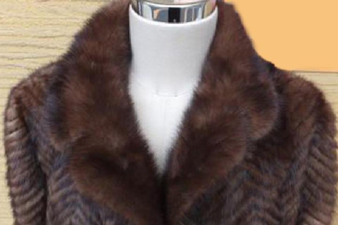 Black Brown Chevron Quilted Mink 212066 Coat For Sale