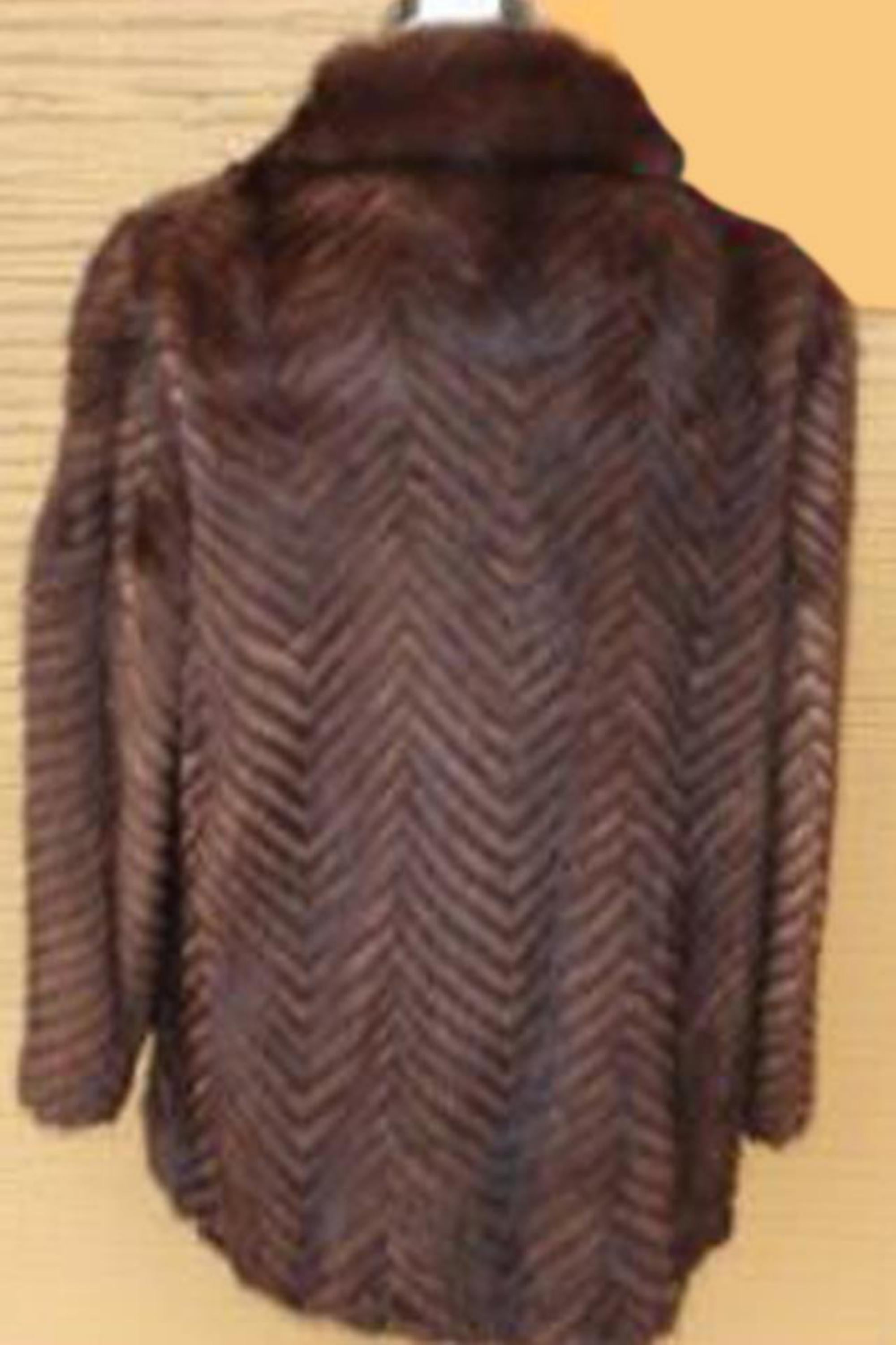 Women's Brown Chevron Quilted Mink 212066 Coat For Sale