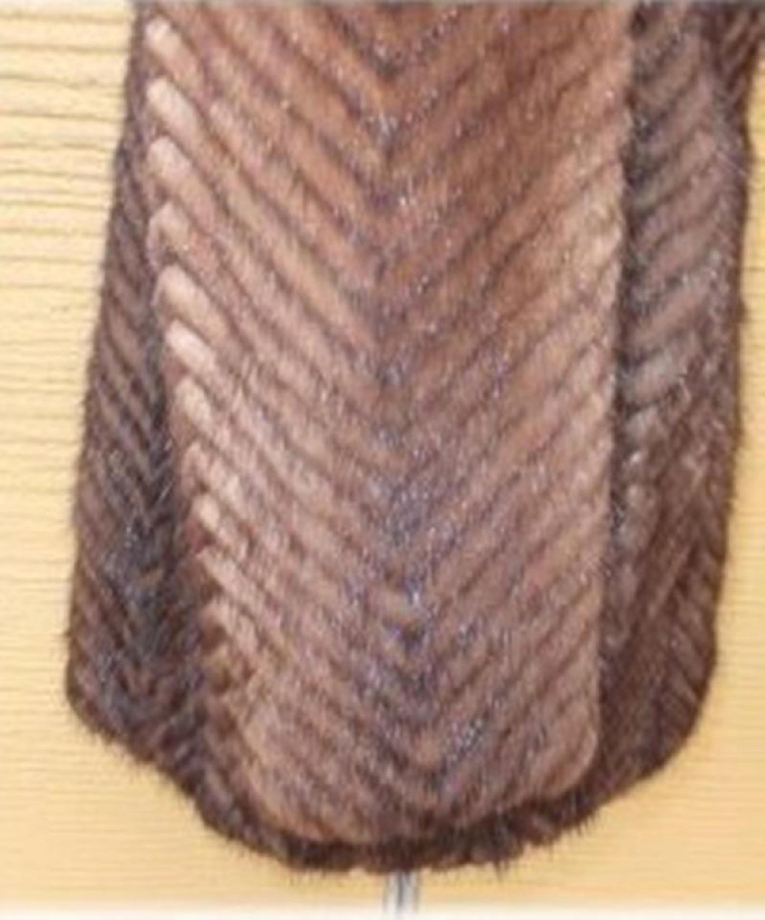 Brown Chevron Quilted Mink 212066 Coat For Sale 1