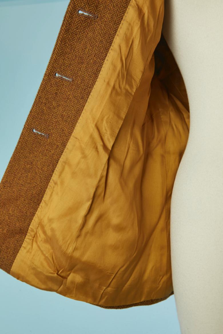 Veste croisée à chevrons marron CHRISTIAN DIOR en vente 1