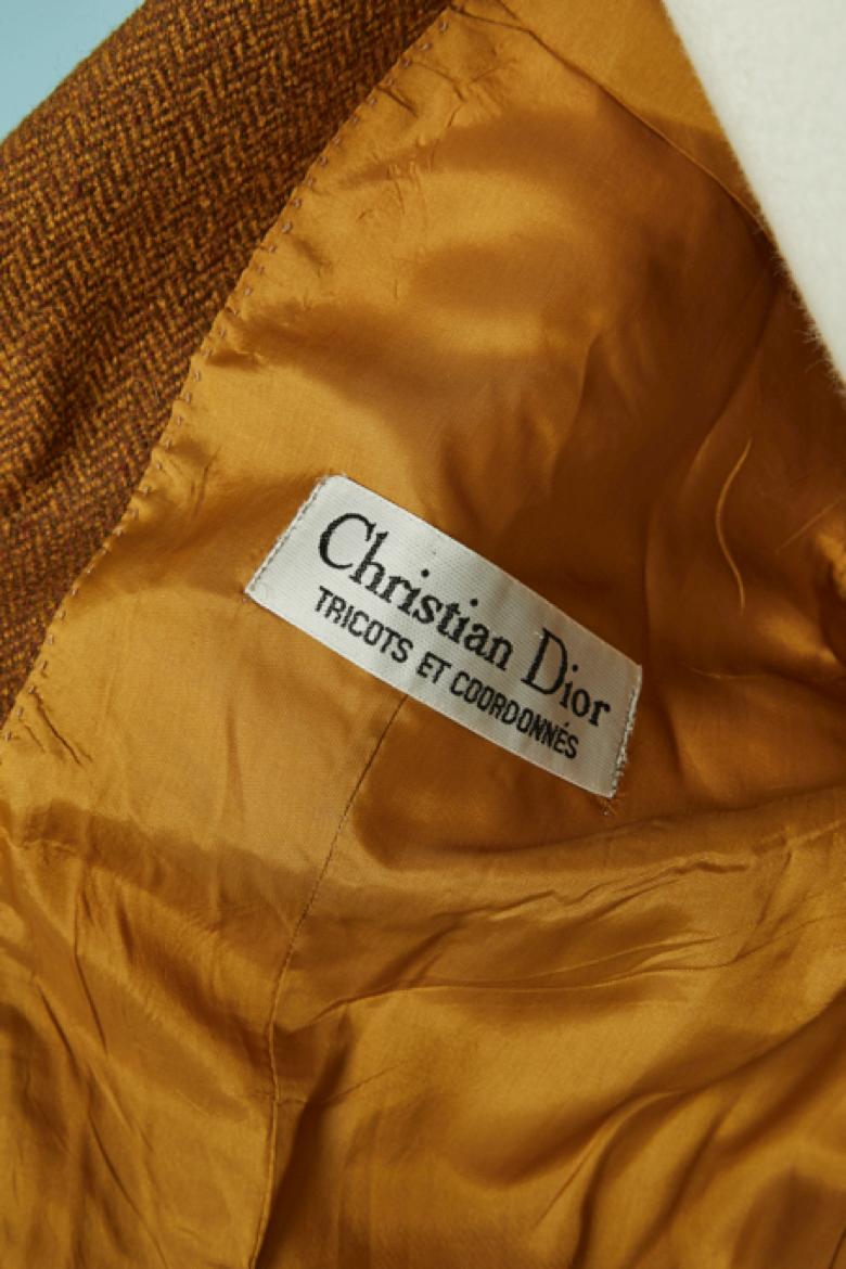 Veste croisée à chevrons marron CHRISTIAN DIOR en vente 2
