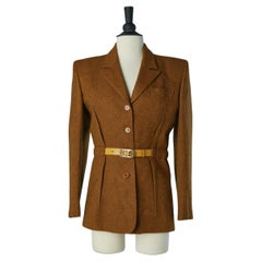Giacca monopetto marrone con motivo chevron CHRISTIAN DIOR