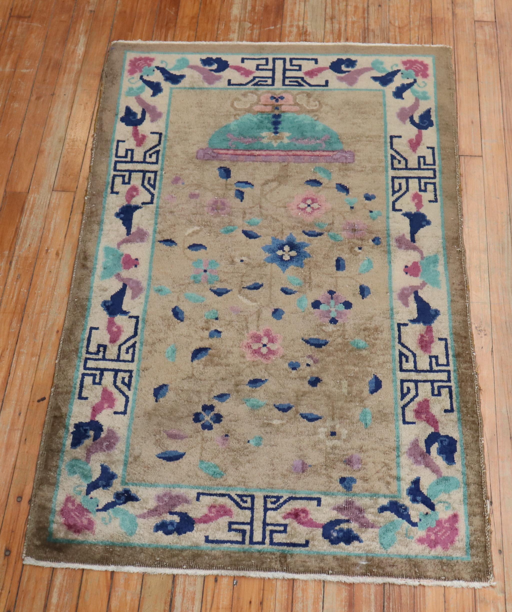 Brown Chinese Art Deco Rug For Sale 2
