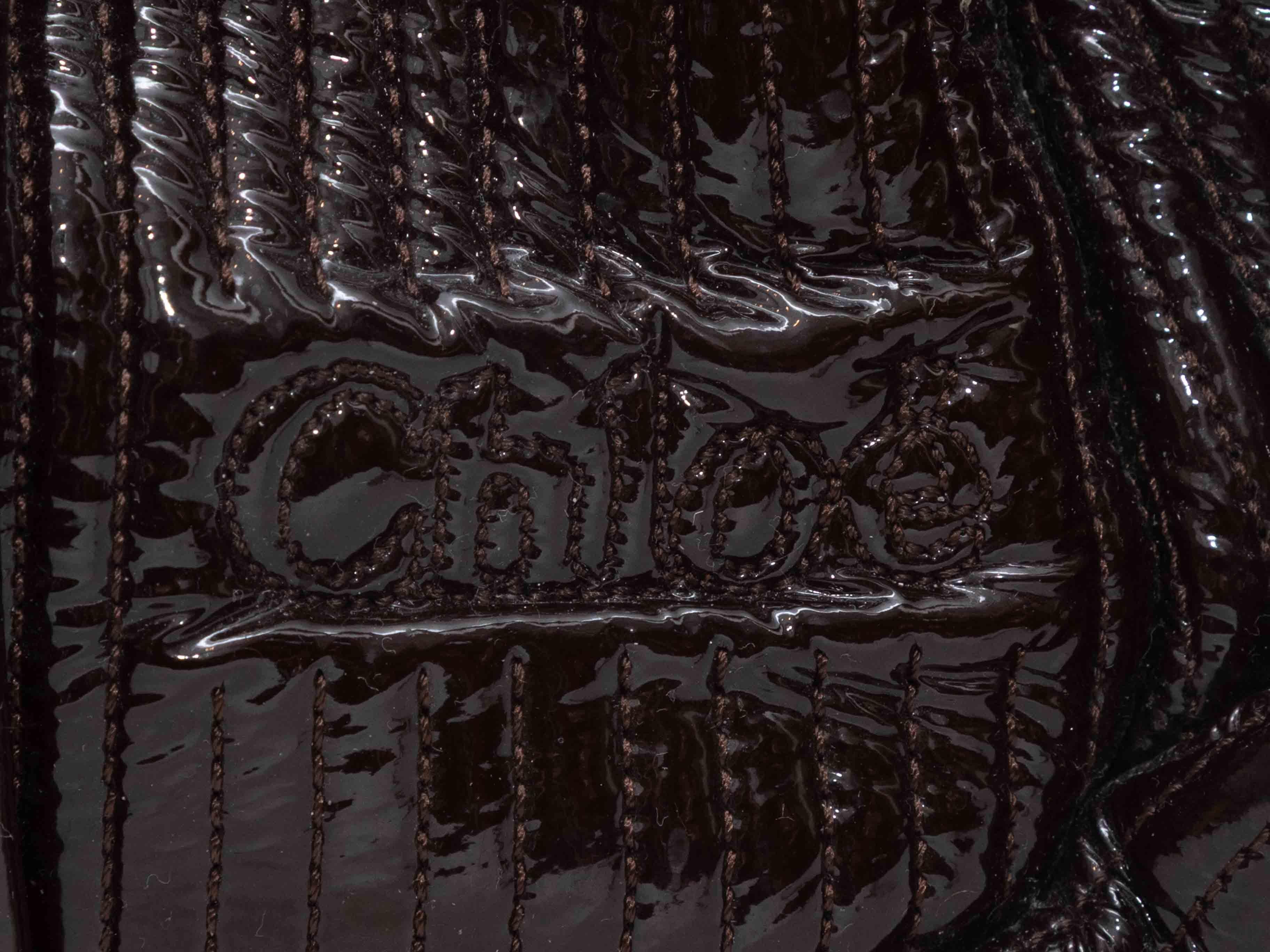 Borsa Tote Heloise in vernice marrone Chloe in vendita 1