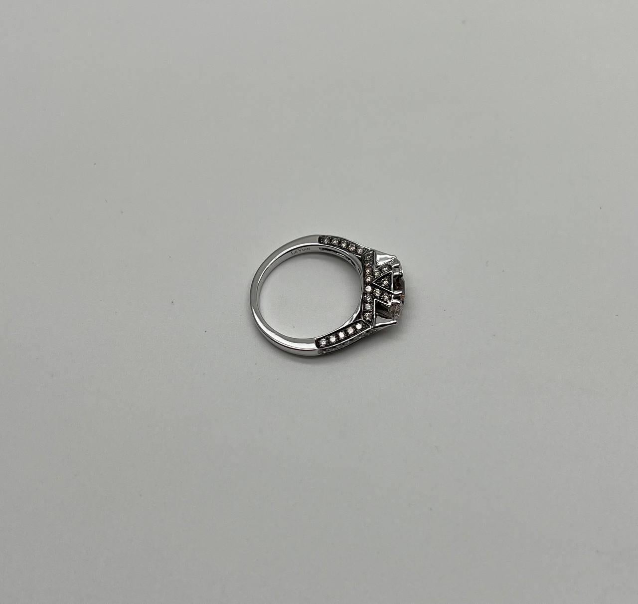 Brown Chocolate Diamond White Diamonds Pave Set 14K White Gold Statement Ring For Sale 10