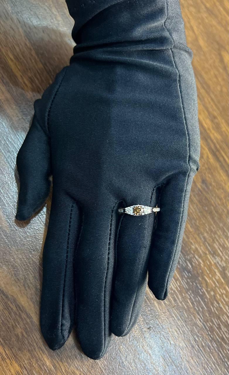 Brown Chocolate Diamond White Diamonds Pave Set 14K White Gold Statement Ring For Sale 4