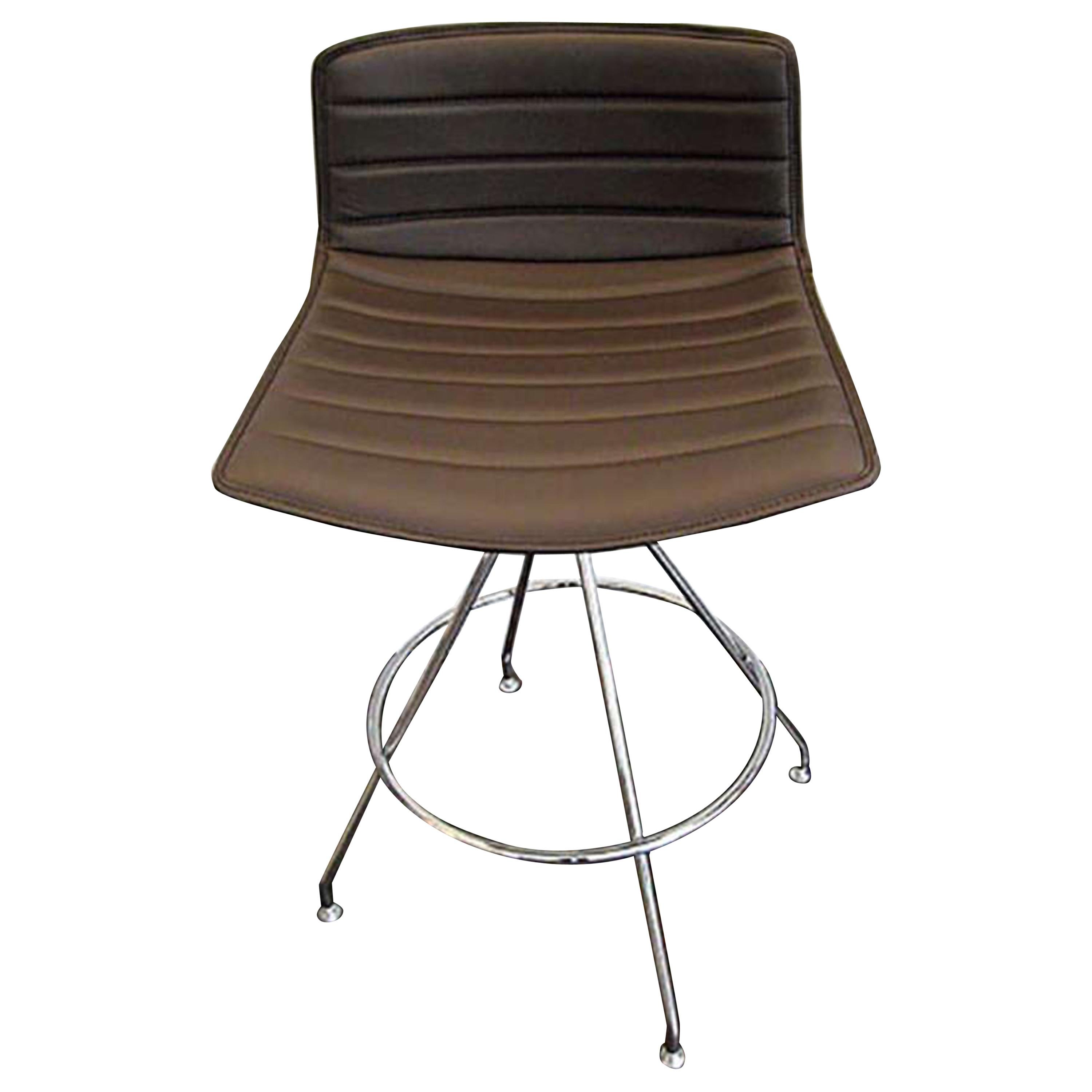 Arper Brown Chocolate Leather Catifa Counter Stool